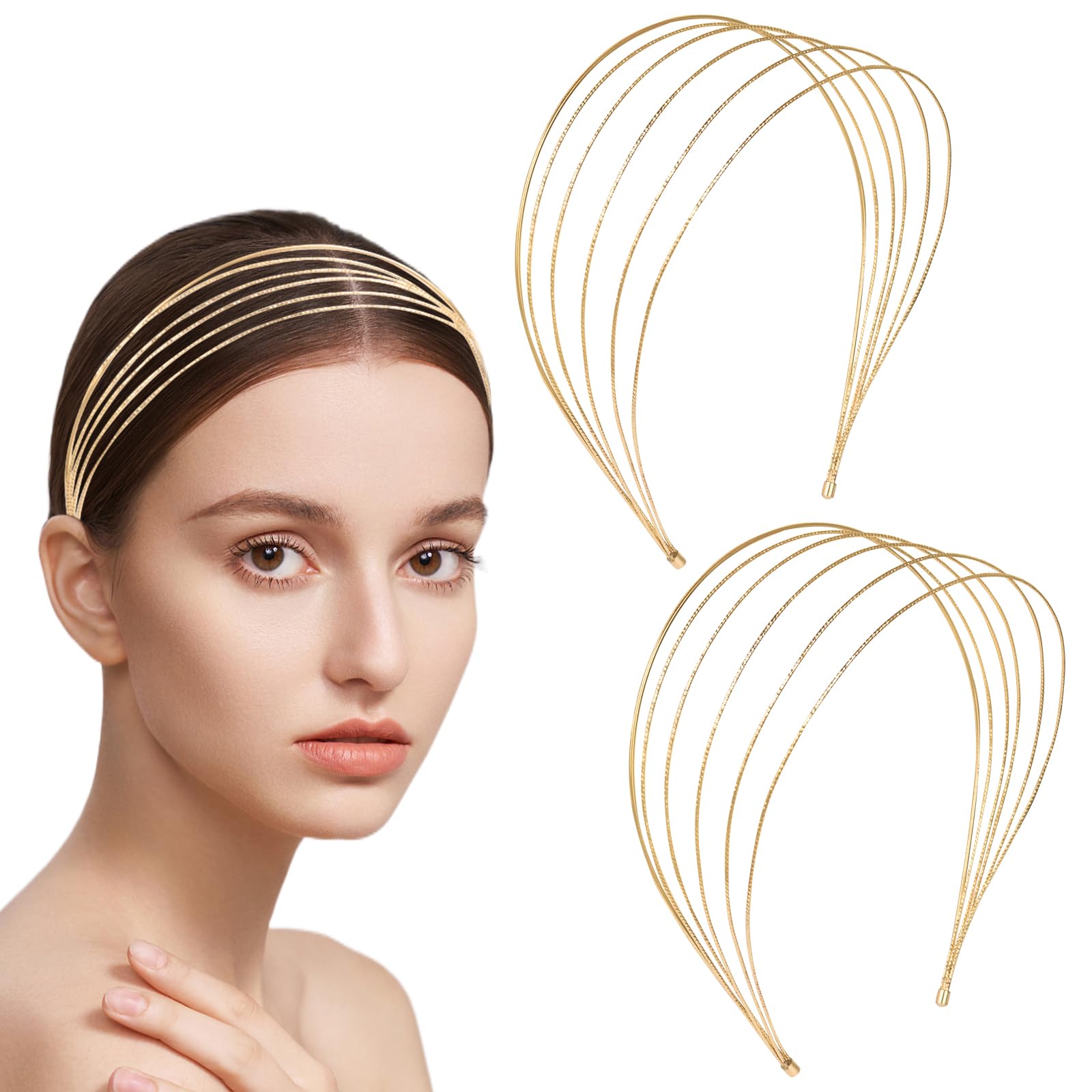 Amazon.com : Gwabee Gold Headband, Metal Headbands for Women  display picture 3