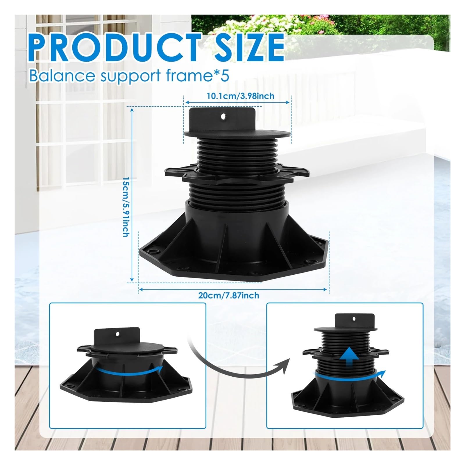 Terrassenständer, Deck Support Pedestals 5 Pcs Adjustable Height 30-140cm(30 to 60cm)