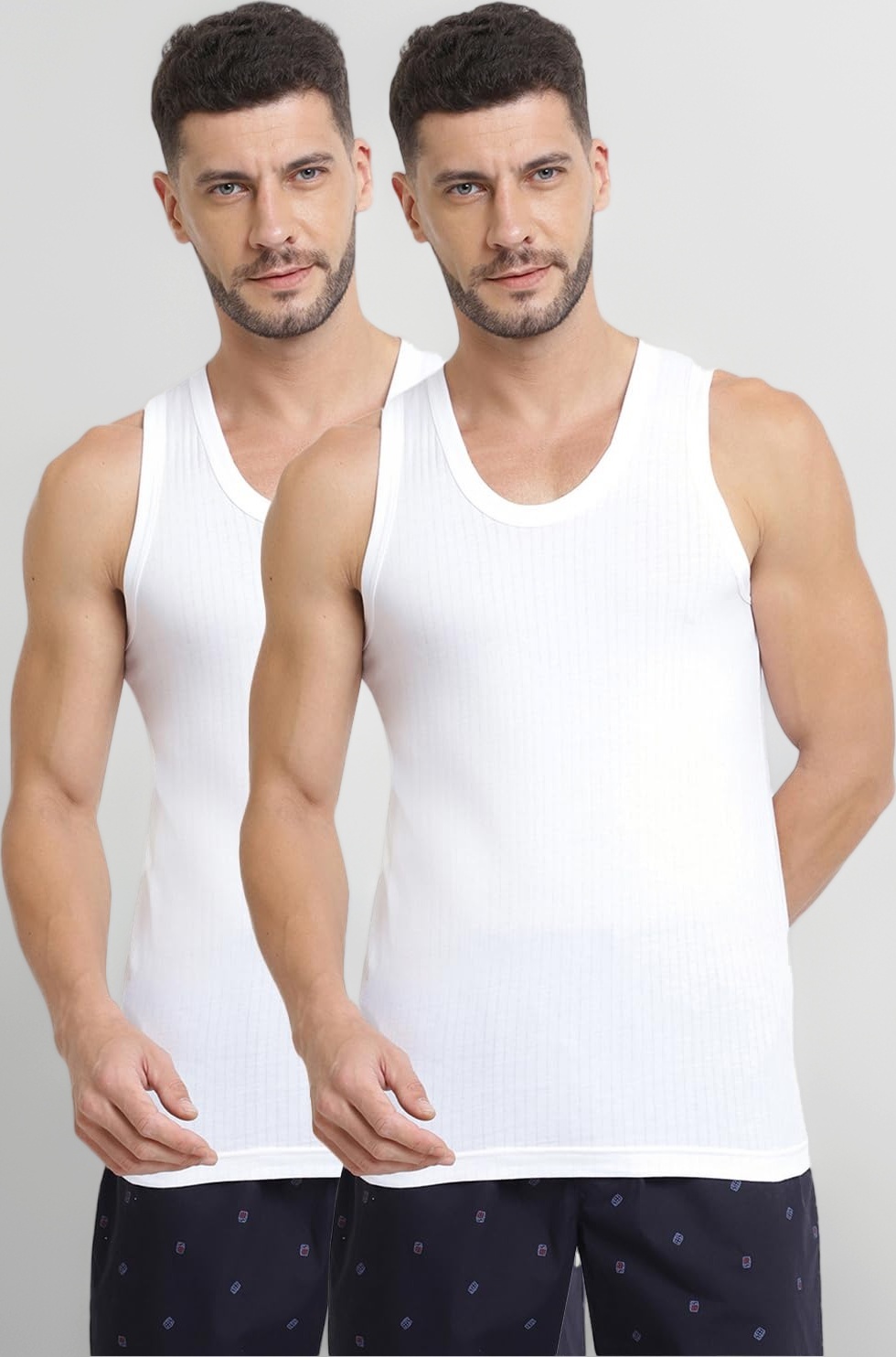 Men Sport Ultra Soft Regular Fit Vest - Combed Cotton - Pack of 2 - Wider Straps, Solid