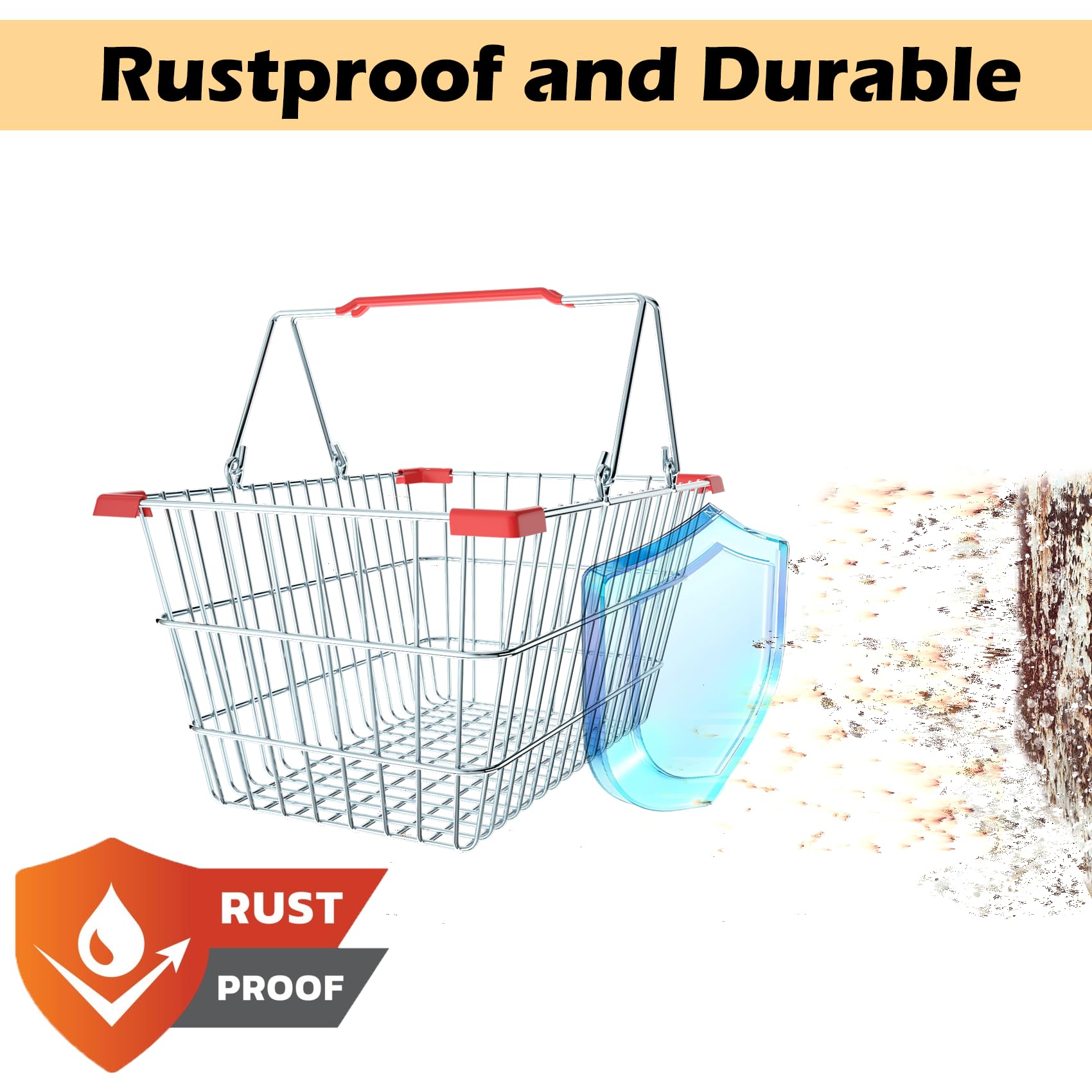 Cestini in filo metallico per organizzare grandi cestini impilabili in filo metallico per dispensa, cesto portabiancheria in filo metallico, scaffale per verdure per cucina con manico (5 pezzi)