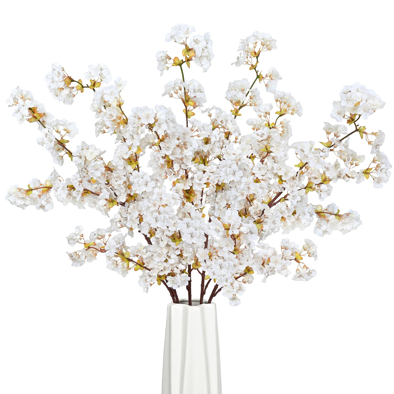 Sunm Boutique Silk Cherry Blossom Branches, Artificial Cherry Blossom Tree Stems Faux Cherry Flowers Vase Arrangements for Wedding Home Decor, Set of 5