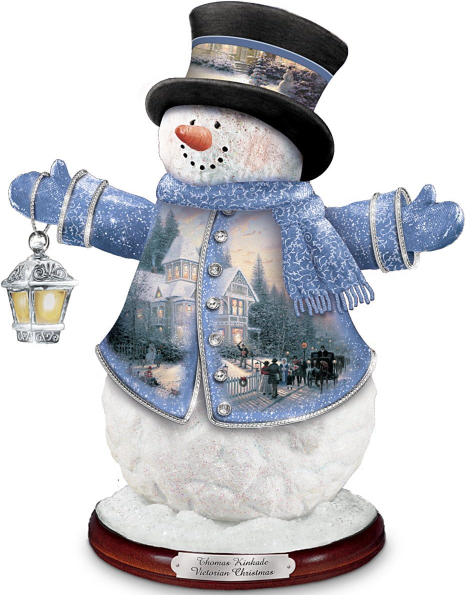 Thomas Kinkade Victorian Christmas Snowman Figurine by The Bradford Editions