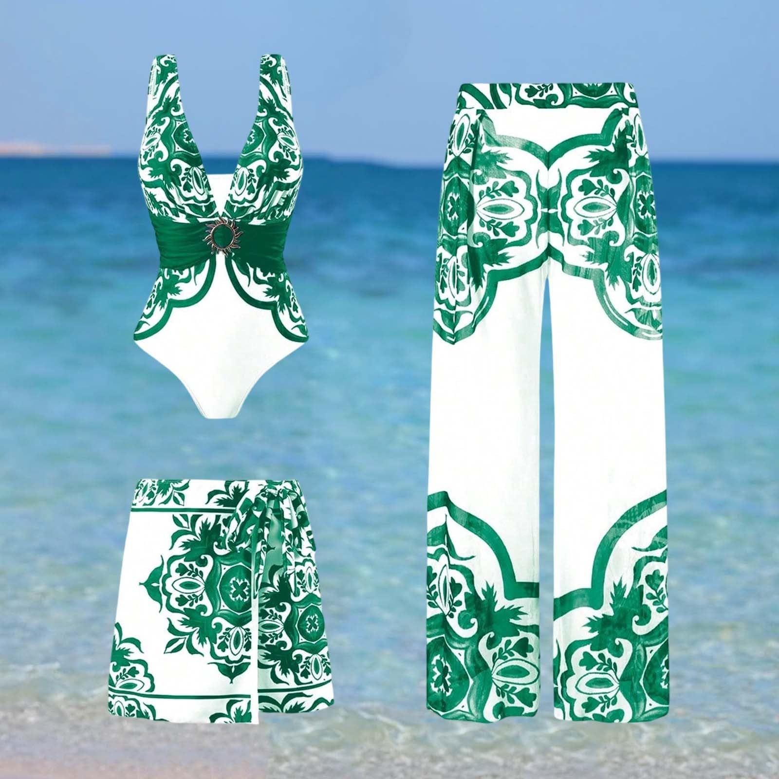 2026 Donna Bikini Reggiseno Mare Triangolo Tanga Abiti da Spiaggia Sexy, Taglio Alto con Lacci Costumi Stampa Floreale Imbottito, Perizoma Beachwear Due Pezzi Set#2