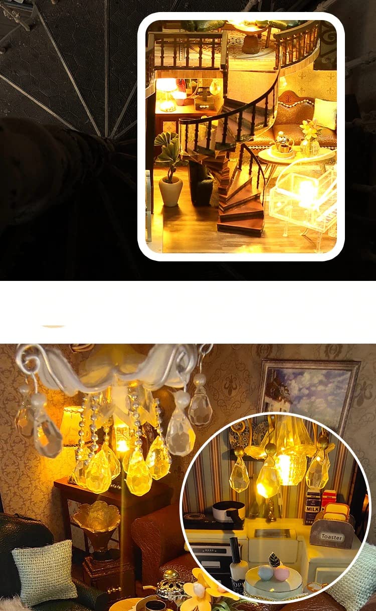 Villa Building Set in miniatura – Legno fai da te modello hobby kit – Villa con luce LED – Decorazione fai da te casa – Regalo per adulti