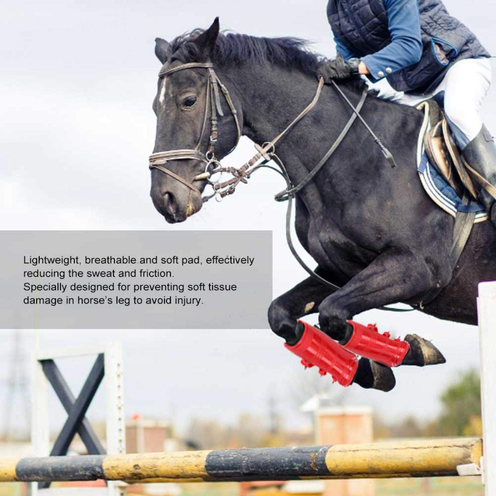 Desconocido Protector de Patas de Caballo, un Juego de Botas de Patas Delanteras y traseras Protector de Patas Ajustable Equipo de equitación (L)