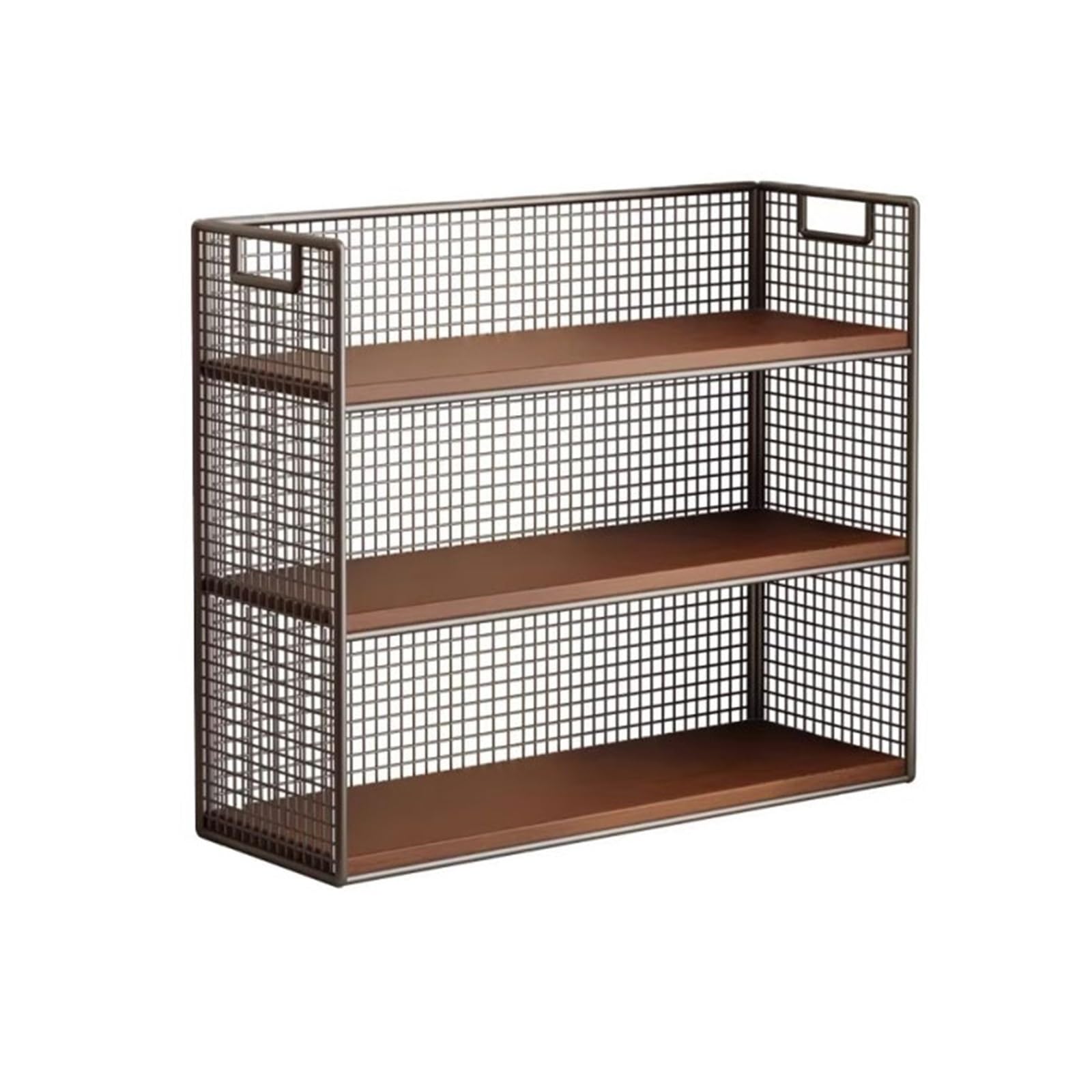 AYCDL Bookcase Desk 3-Tier Grid Iron Bookshelf Large Capacity Storage Rack for Home Kitchen Office Display Shelf,size_name-Large