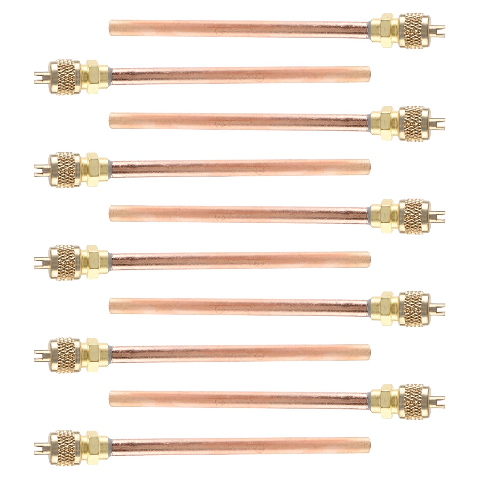 Schrader Core Valves 10-Pack - 1/4" SAE X 1/4" OD Flare, 2.75" Stem, Refrigeration Core HVAC Service Valves - Foto 2