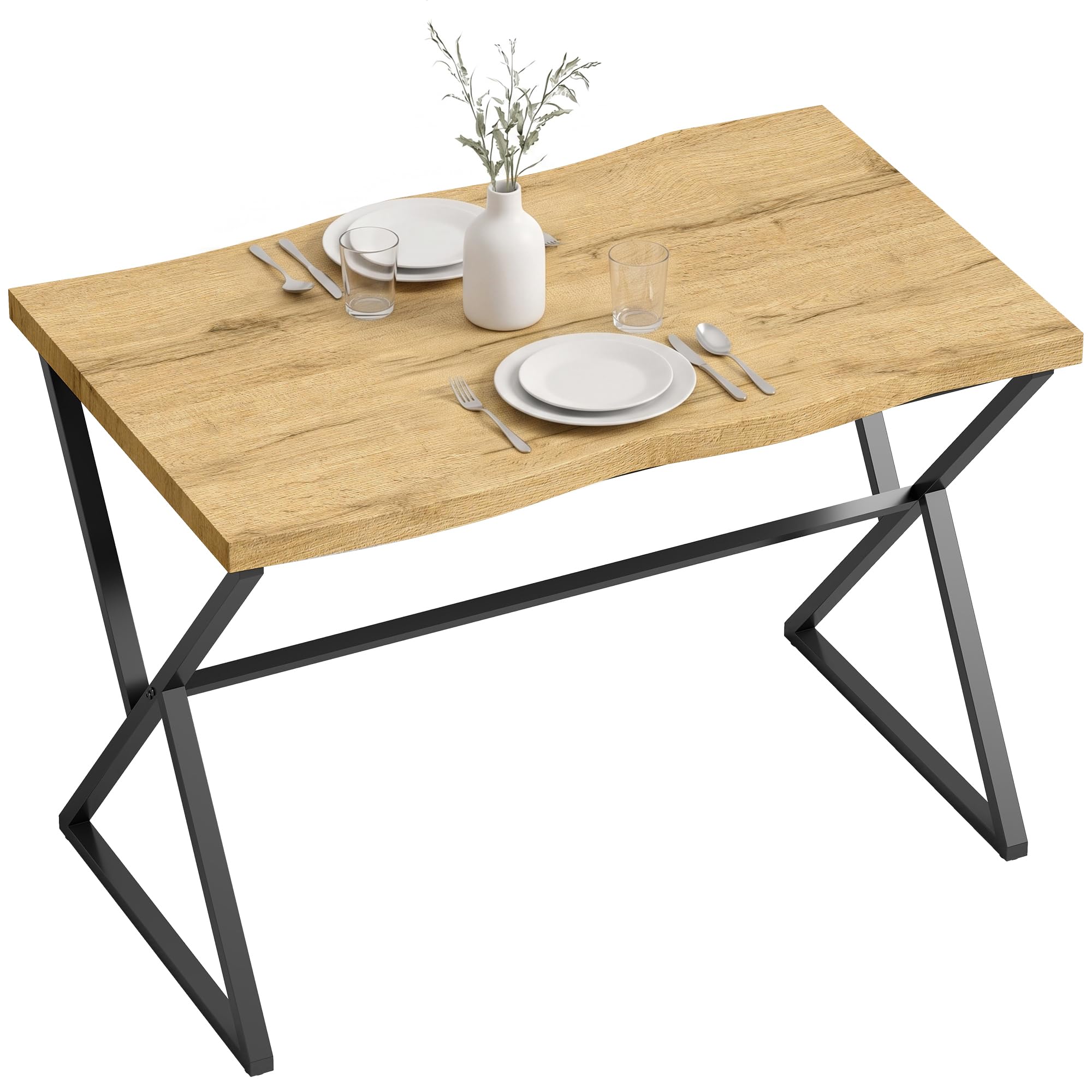 HOMCOM Table à Manger pour 2 Personnes 110 x 67 x 75,5 cm Noir et Chêne