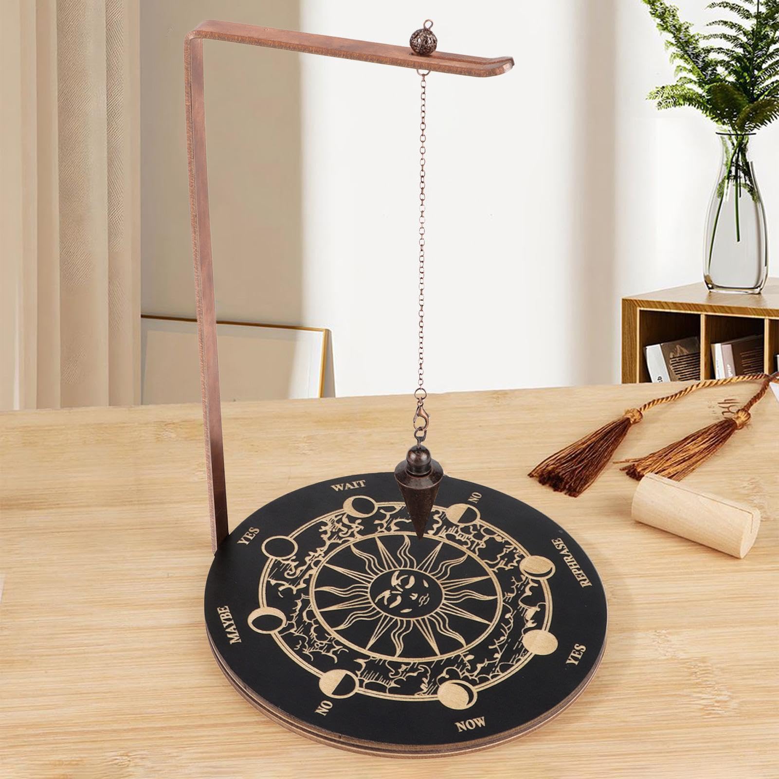 Soporte para Péndulo - Porta Cristales De Madera para Exhibición De Piedras | Soporte Decorativo Wiccano para Meditación, Adivinación, Sanación Espiritual, Altar De Brujería, Tarot, Energía, Colgador
