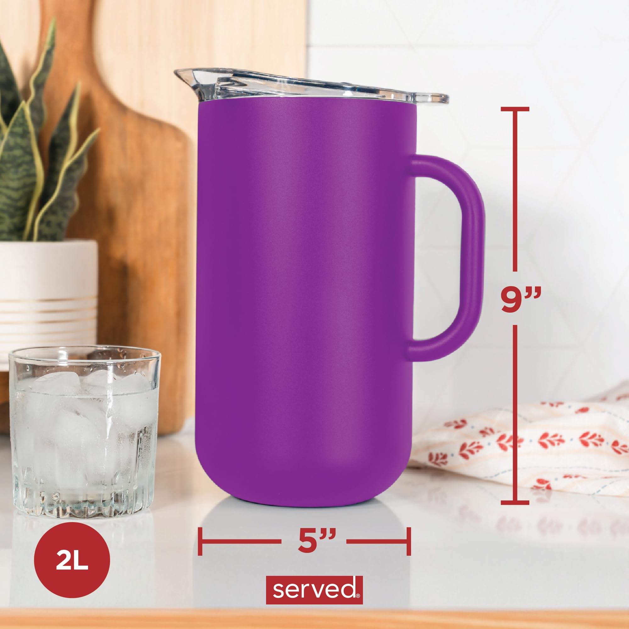 Pot in acciaio inossidabile, brocca termica a doppia parete con isolamento sottovuoto caldo freddo per acqua caffè tè latte(2L Rosso