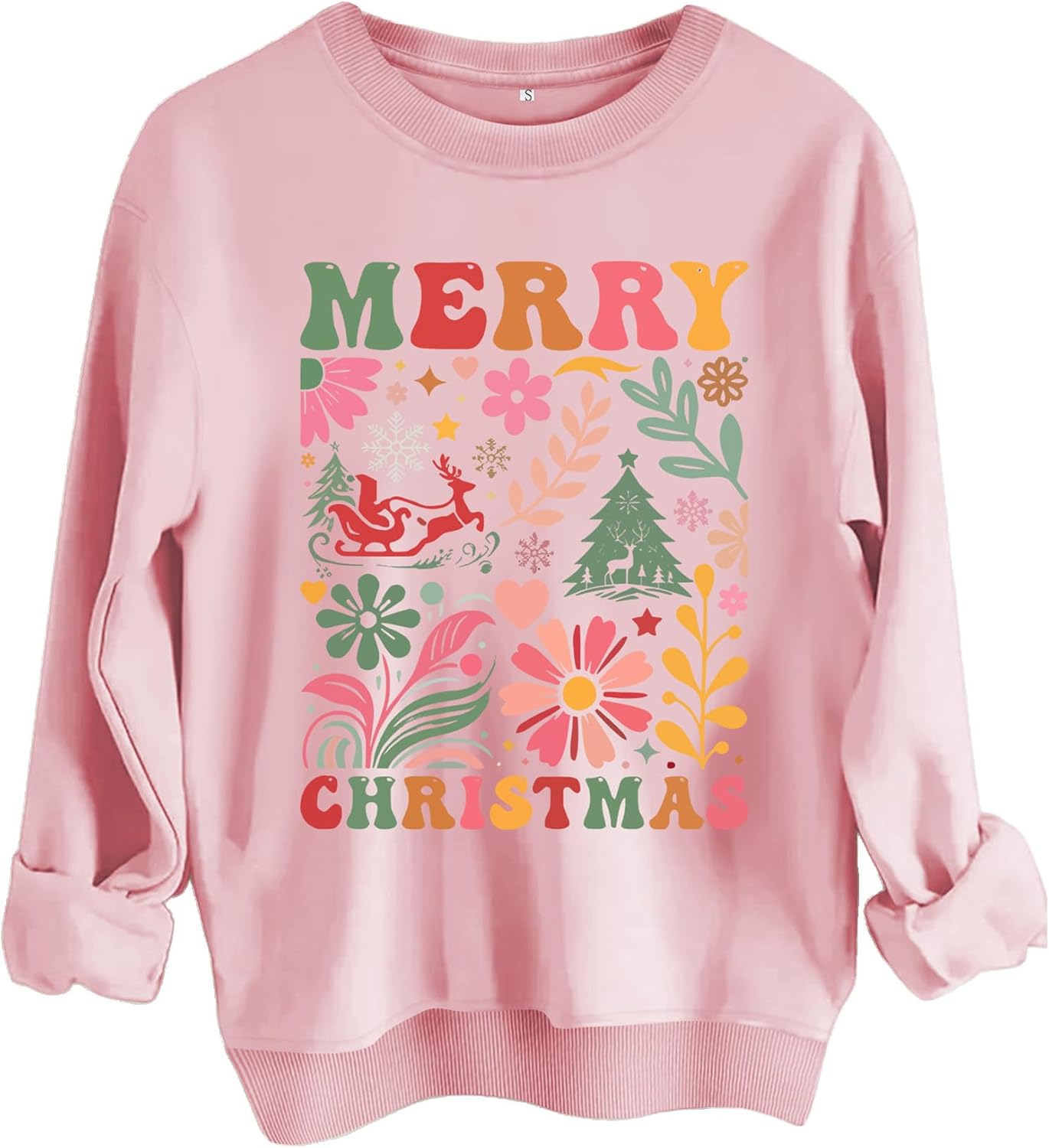 Christmas Sweatshirt for Women Long Sleeve Letter Printing Shirts Casual Loose Fall Clothes