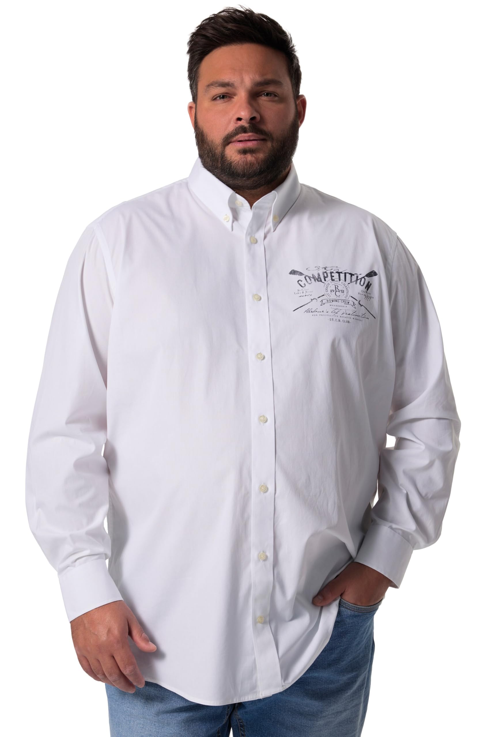 Men Plus Herren große Größen Übergrößen Menswear L-8XL Hemd, Langarm, Buttondown-Kragen, Comfort Fit 834992