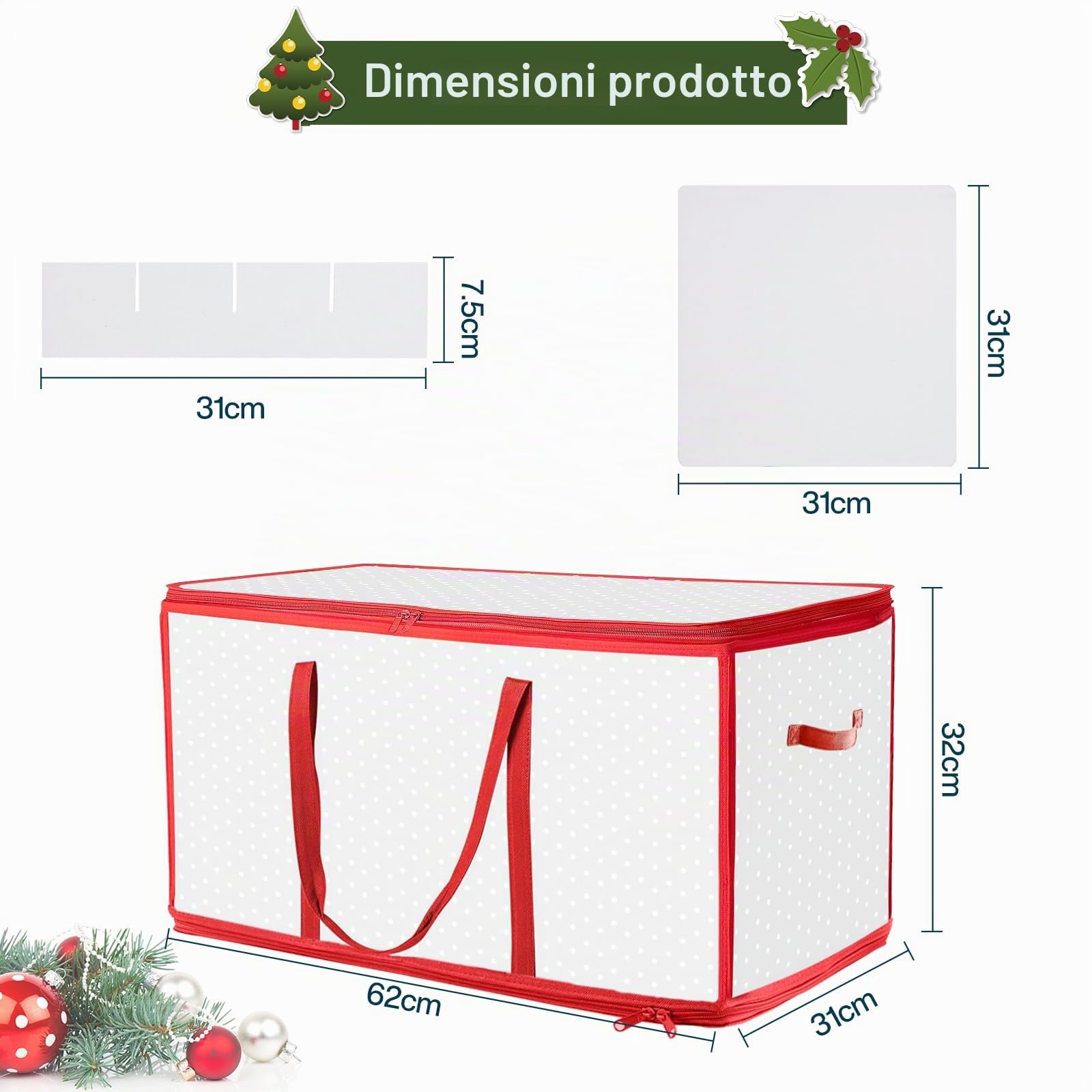 Contenitore Palline di Natale, 128 Scomparti Scatola Porta Palline Natale, Organizer Palline Natale per Stoccare Palline di Natale, Decorazioni per L'Albero di Natale, Decorazioni Natalizie