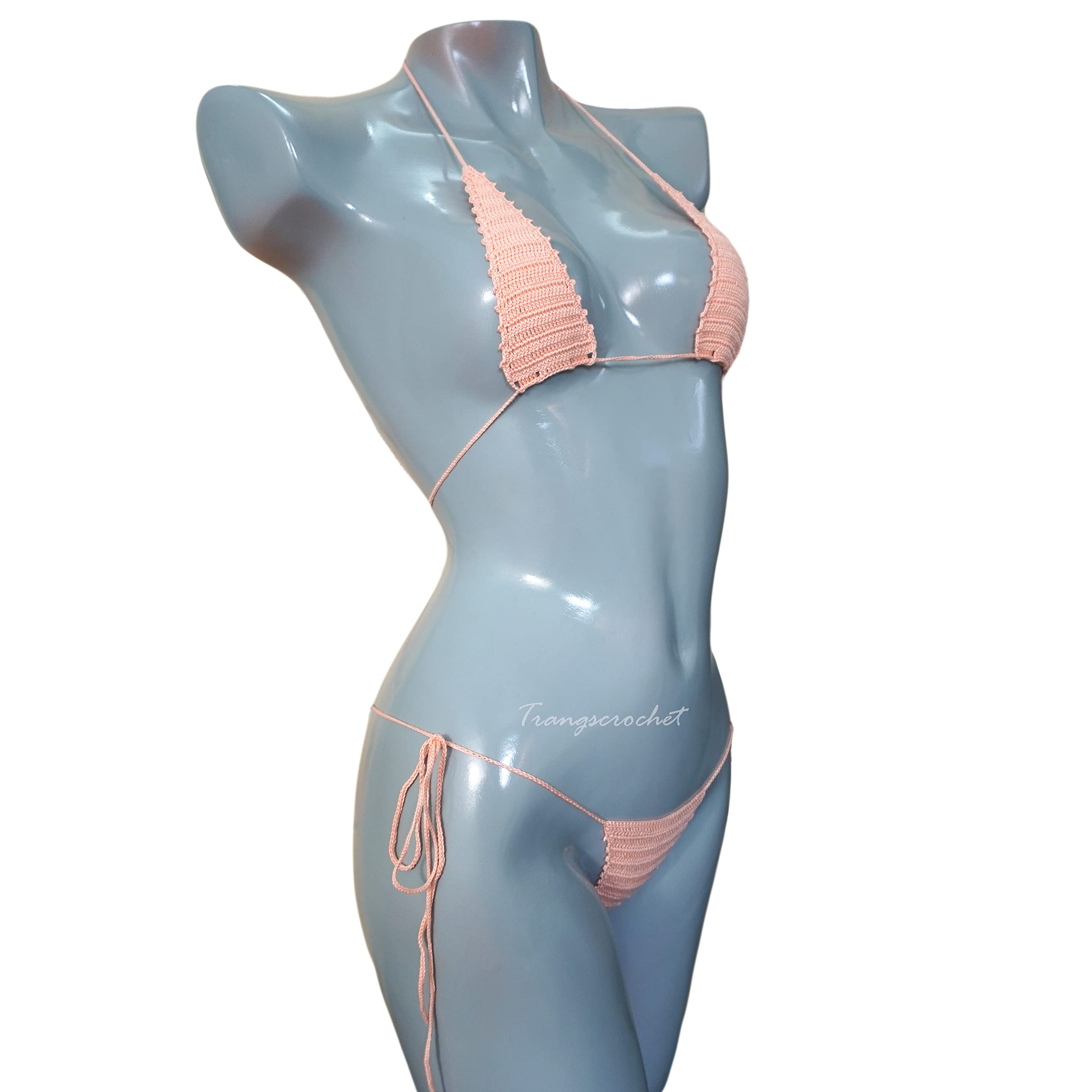 Buy Light Peach Crochet Extreme Micro Bikini Gstring Bikini Sunbathing