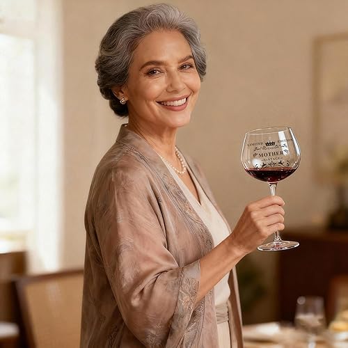Miniatura 3 de Regalos de cumpleaños para madre, copas de vino grabadas vintage de 14 onzas, regalos para mujeres, mamá, mamá, cumpleaños, único de hija e hijo