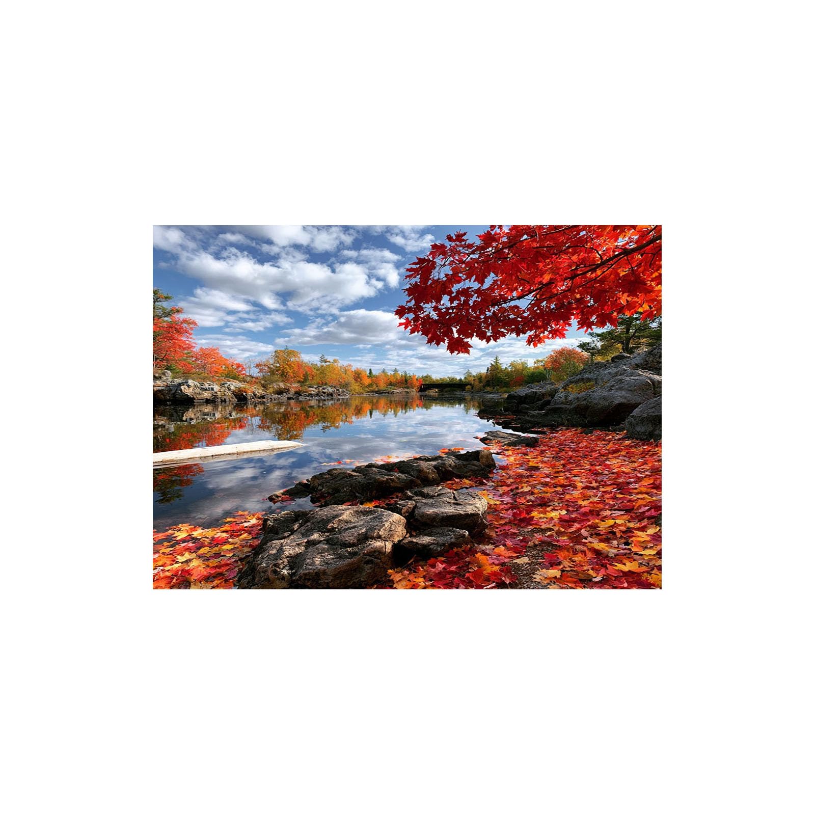Amxbzc Red Landscapes Wall Art Prints Lake Bridge Trees Scenery Mountain Themed Wall Decor,For Home Art Prints And Botanical Decor For Bedroom(Red)-50X70cm Unframed