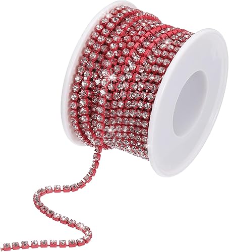 MECCANIXITY Cadena de diamantes de imitación de cristal de 10 yardas, 0.118 pulgadas, con cierre de cadena para coser, manualidades, joyería de