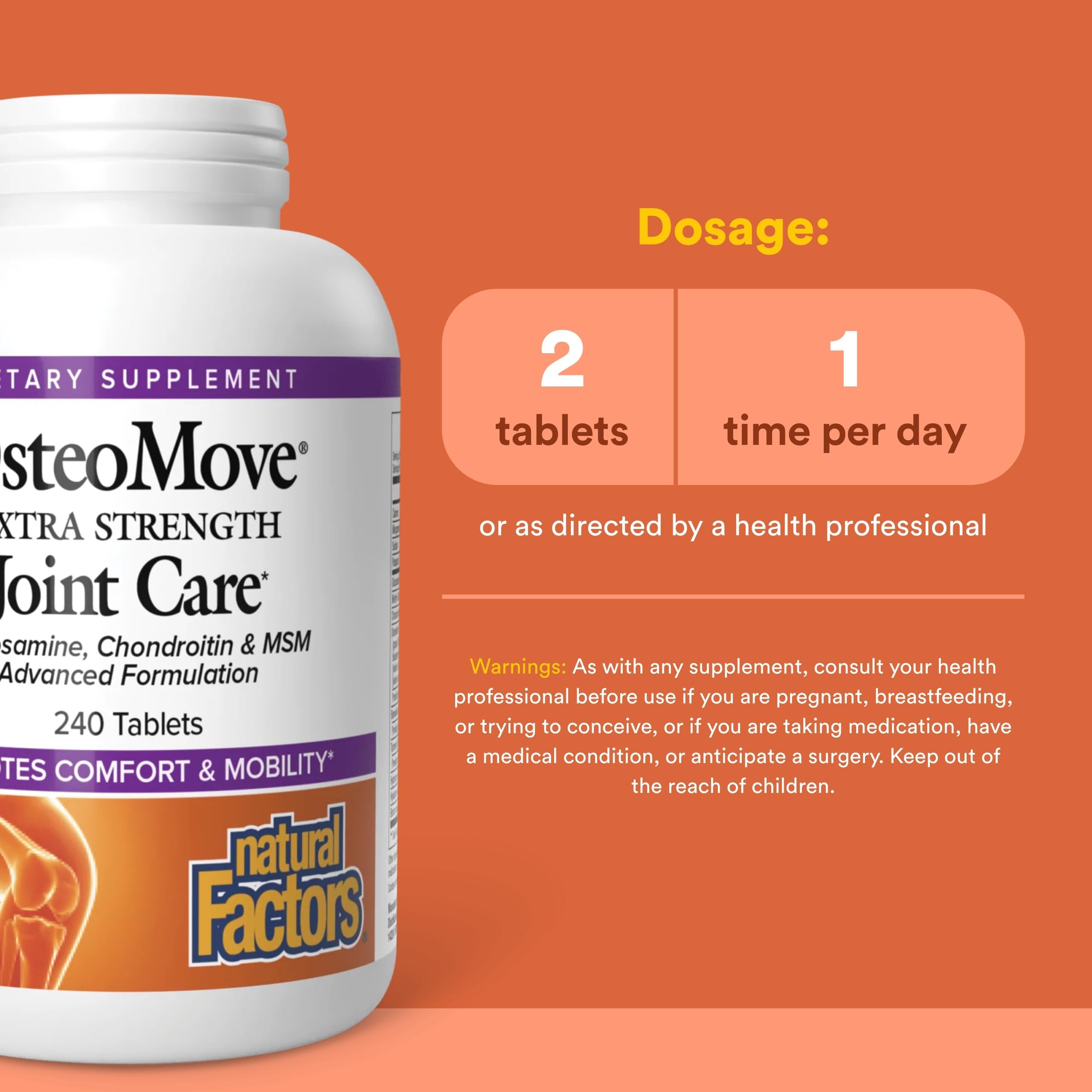 Natural Factors, OsteoMove Joint Care, Extra Strength Support for Joint and Bone Health, Non-GMO, 240 tablets (120 servings)