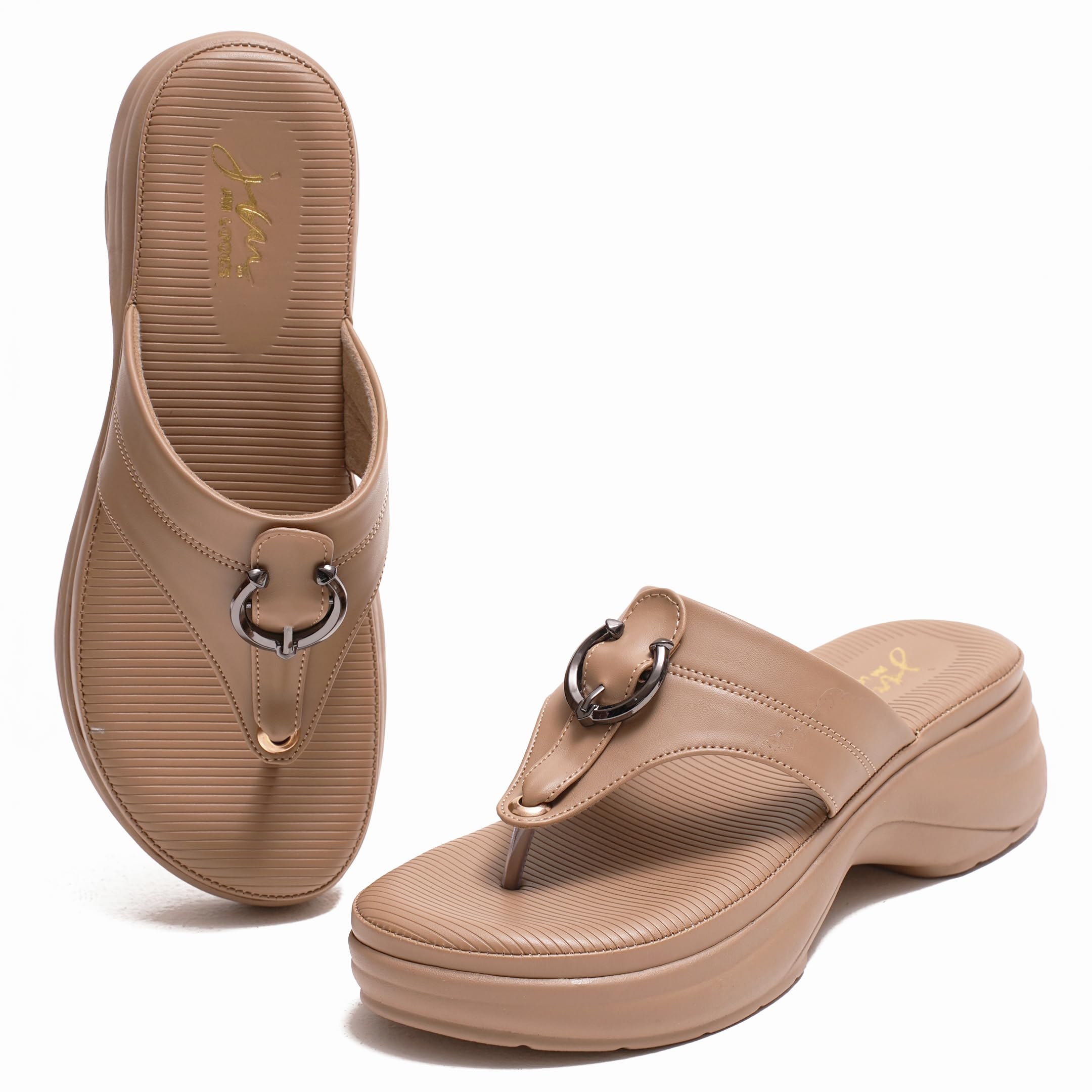 jm looks Women’s Slip-On Comfort Wedges with T-Strap Comfortable Sole Perfect for Women & Girls-picture-17