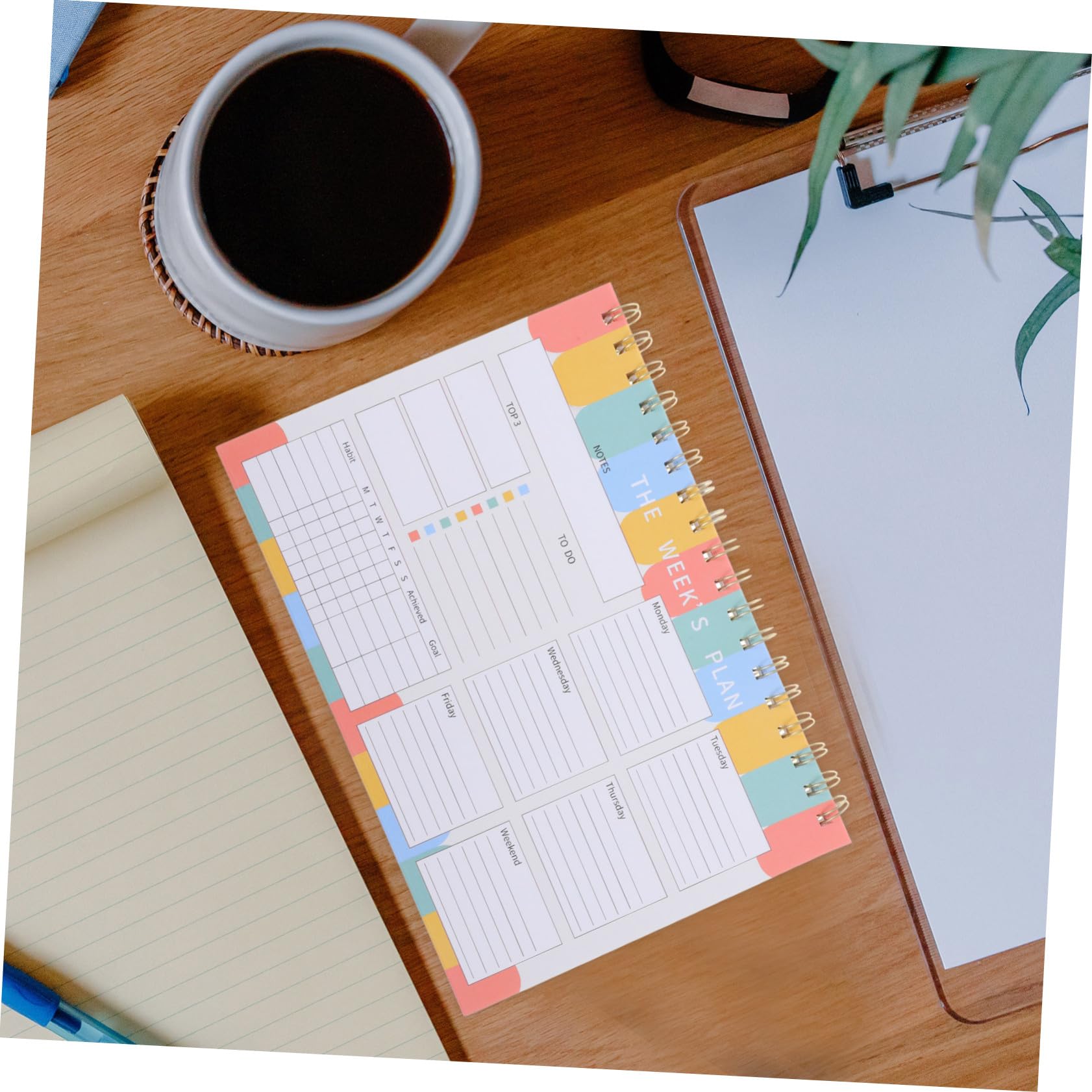 4 Piezas Planificador Semanal sin Fecha con Robusta y Encuadernación Doble Cuaderno Organizador para Tareas y Horarios para Oficina y Escuela de Notas Espacio para Escribir
