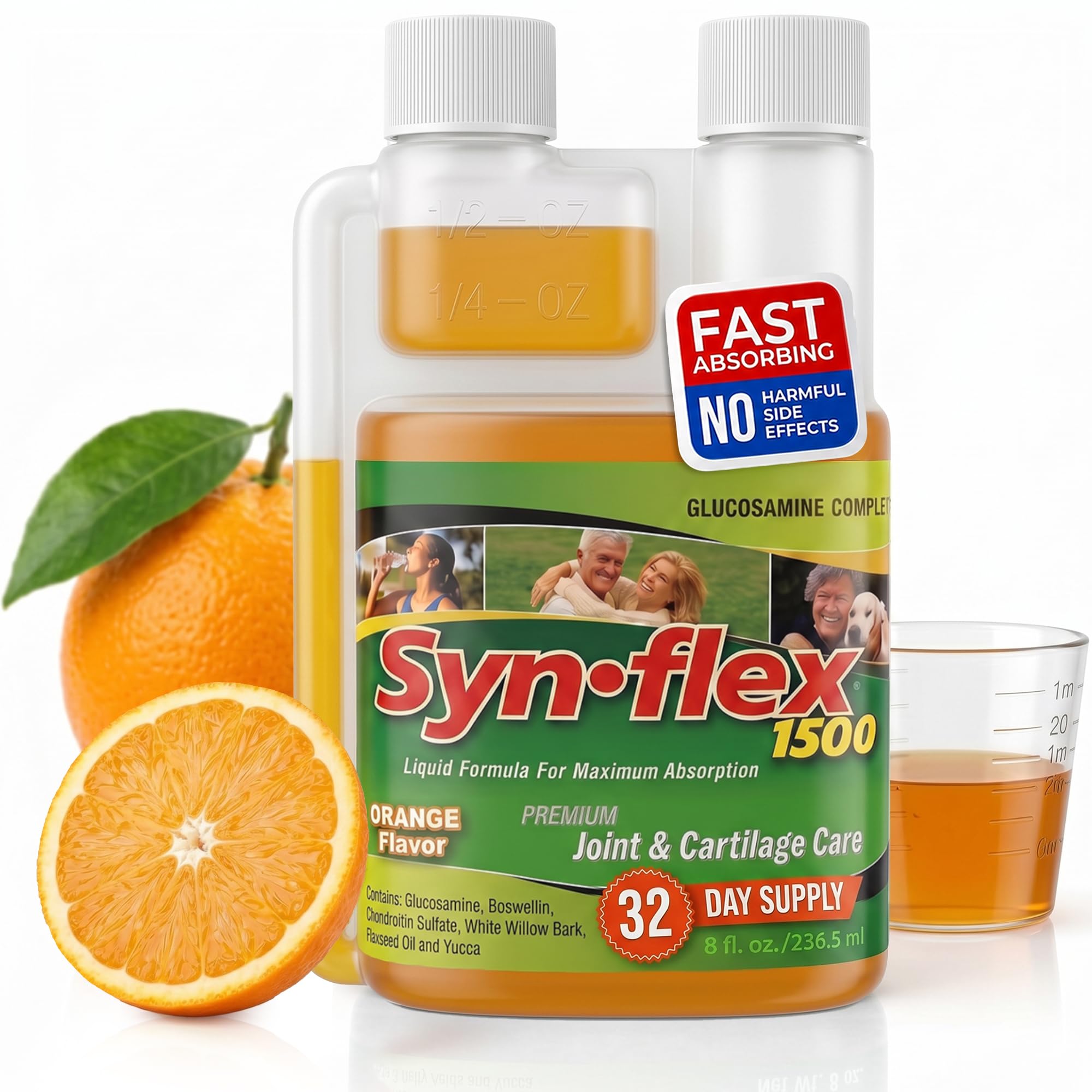 Synflex Concentrated Liquid Glucosamine Chondroitin 1500mg Joint Support Orange