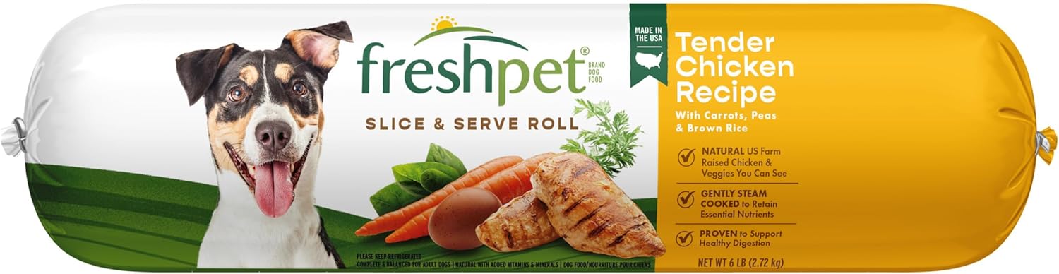 Freshpet Fresh Dog Food, Slice & Serve Roll, Tender Chicken Recipe, 6 lb.