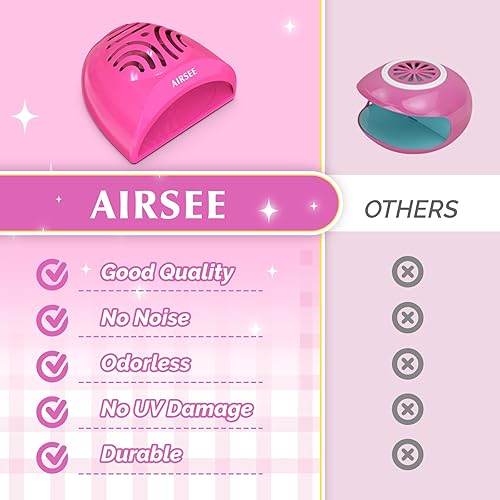 Miniatura 7 de AIRSEE Secador de uñas para niños, mini ventilador de uñas de secado rápido con calcomanías de bricolaje, secador de uñas para esmalte regular, un