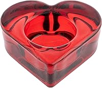 KarmaGifts Red Heart Glass Tealight Holder - Chunky Votive Candle Holder for Luxe Home Decor, Weddings & Parties