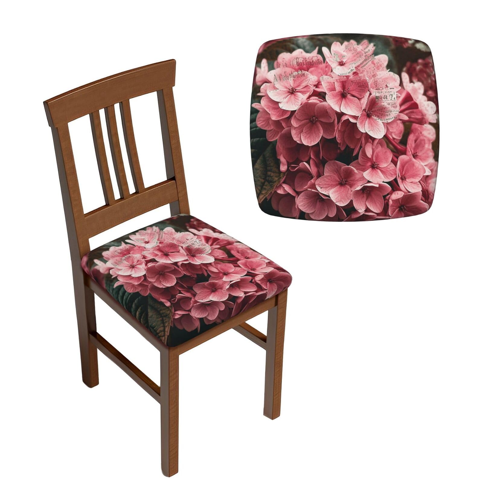 NONHAI 6PCS Dining Chair Seat Covers Set Flowers Stretch Removable Chairs Covers Washable Seat Cushion Slipcovers Protector for Dining Room Kitchen Chairs