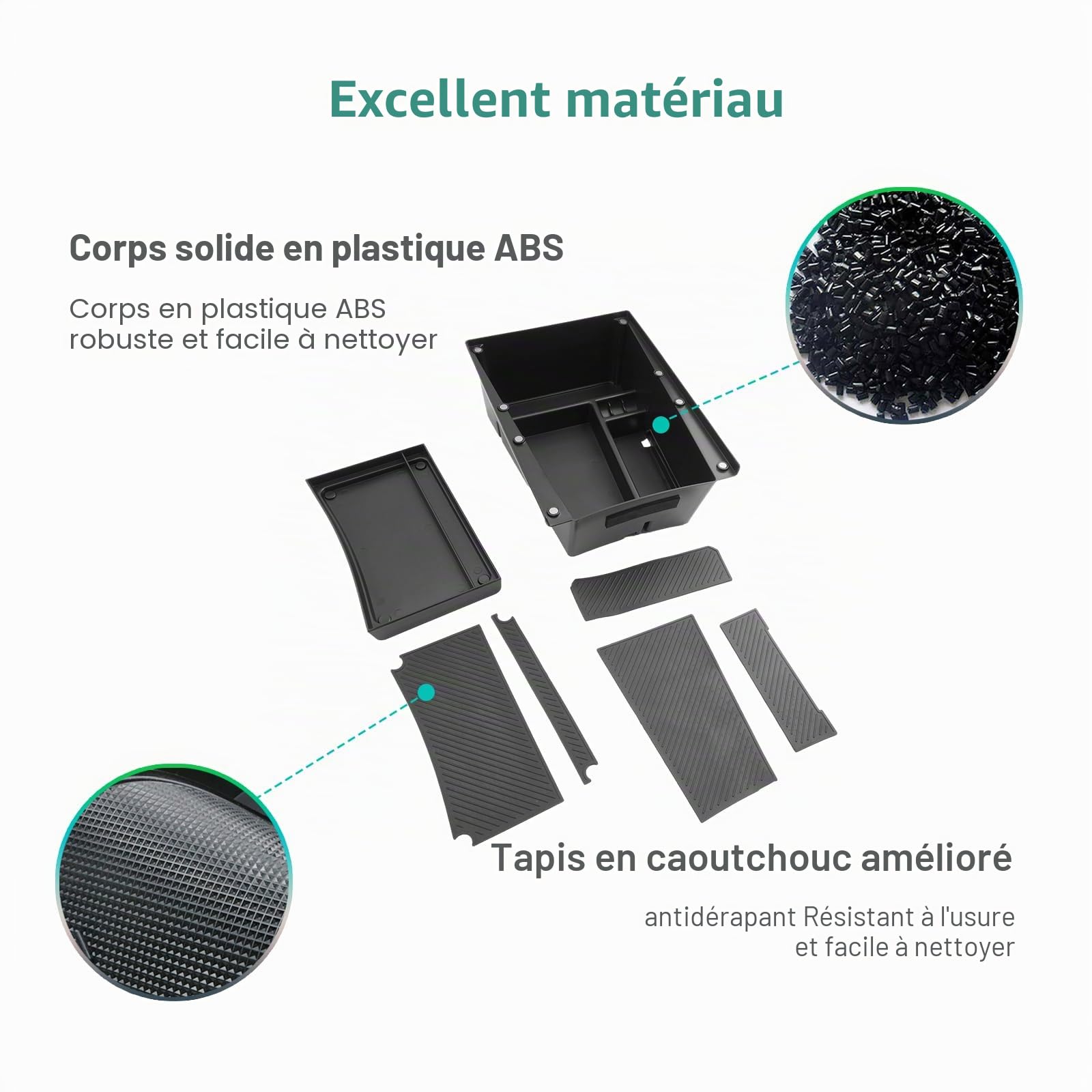 GAFAT Compatible avec Kia EV3 GT Line 2025 2026 Organiseur Console Centrale, Étagère Supérieure avec Rails Coulissants, EV3 2025 Étagères de Rangement Sous la Console Centrale avec Tapis