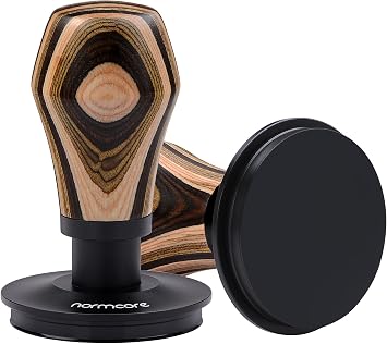 Normcore 58.5mm Coffee Tamper V4.1, Espresso Spring Loaded Tamper With Titanium PVD Coating Flat Base, 15lb / 25lb / 30lbs Replacement Springs, Colorful Wood Handle