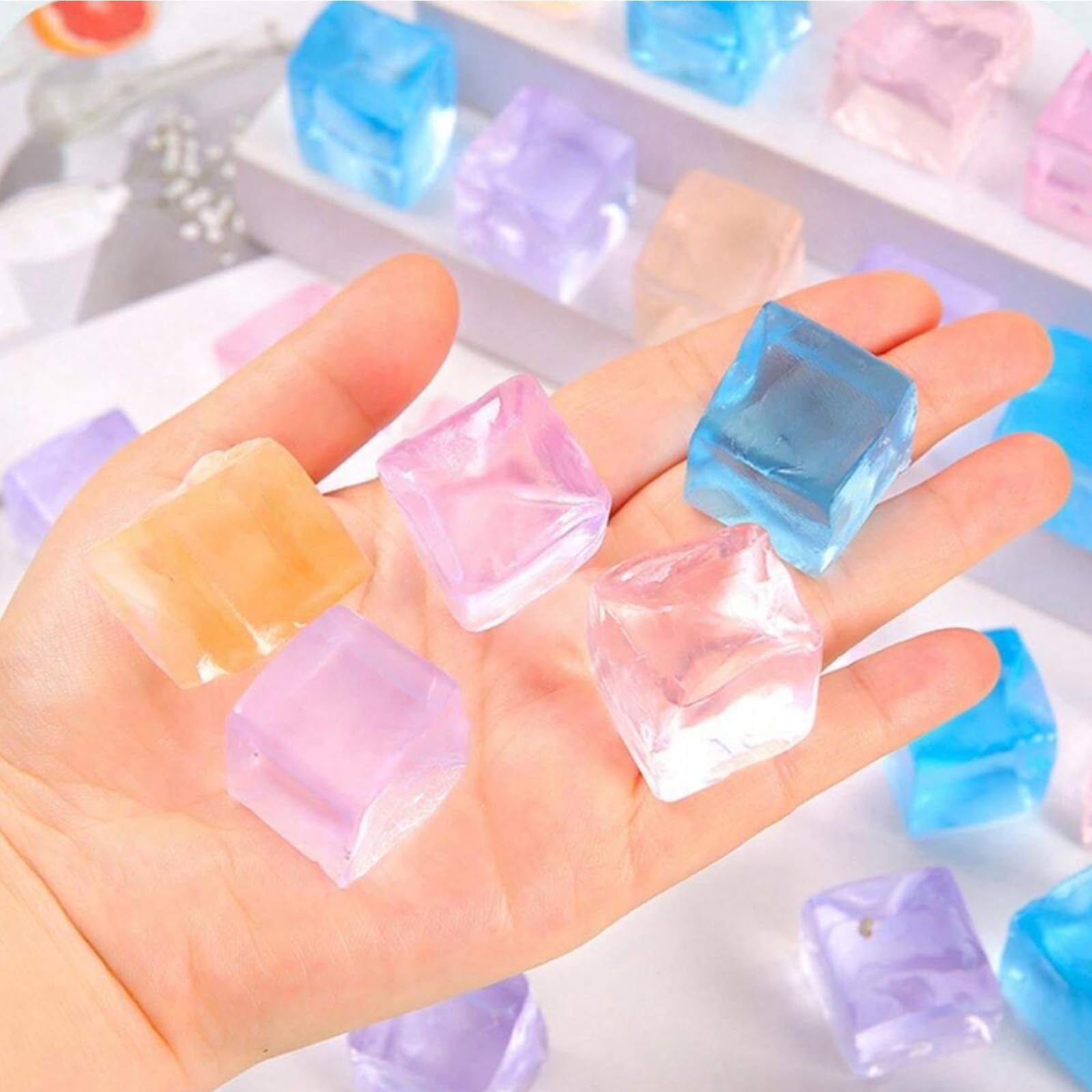 8 Pcs Ice Cube Squishy, Squishy Toy Slow Rising, Stress Squishy Toys, Stress Ball, Random Color Creative Ice Cube Decorations, Random Color-image-19