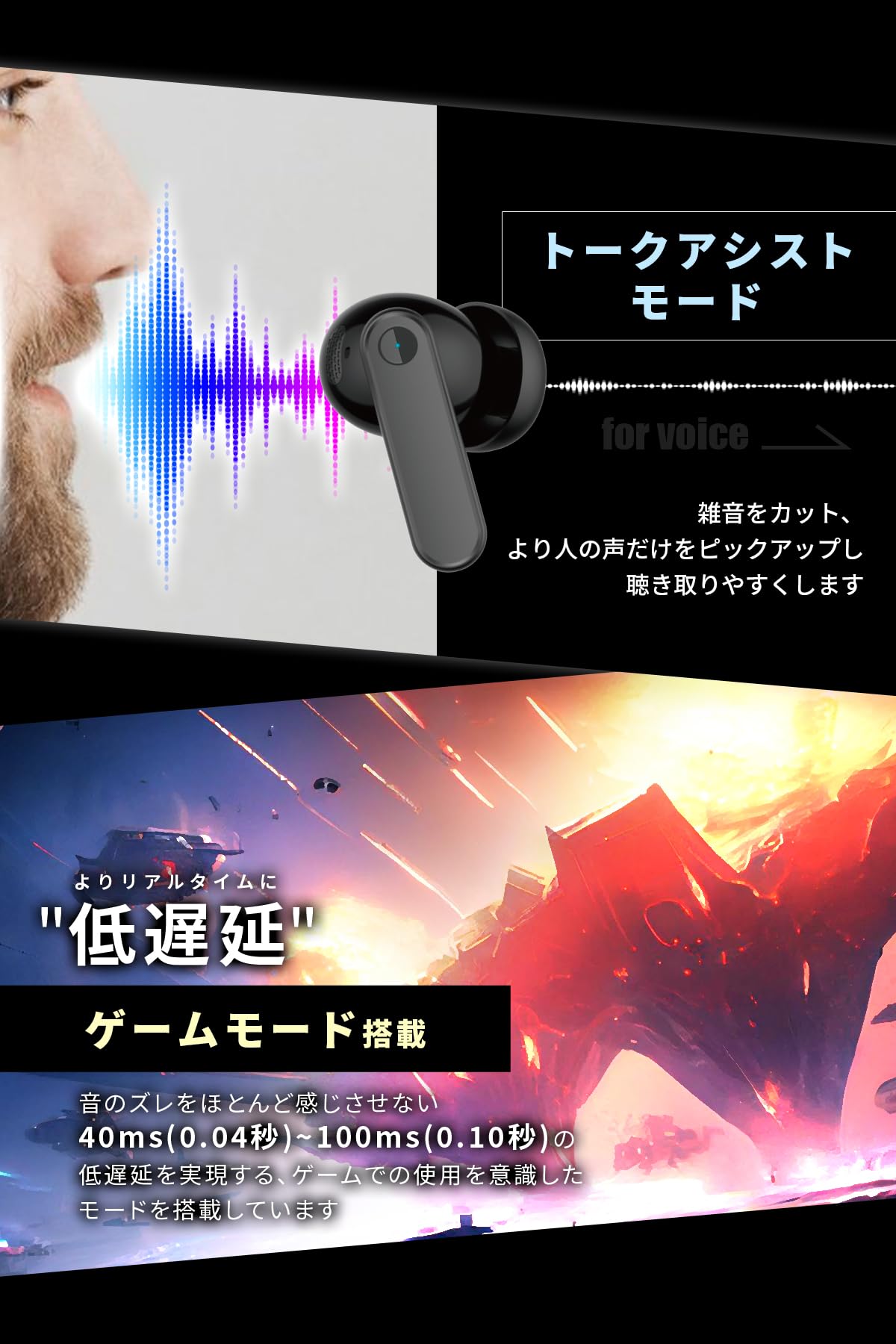 Amazon.co.jp: MEES M4 Pro 完全ワイヤレスイヤホン 連続再生 音量調整