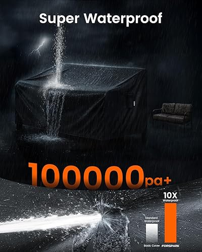 Miniatura 4 de FORSPARK Funda para sofá de patio, impermeable, resistente a los rayos UV, protector para sofá biplaza de 3 asientos, tela Oxford resistente a