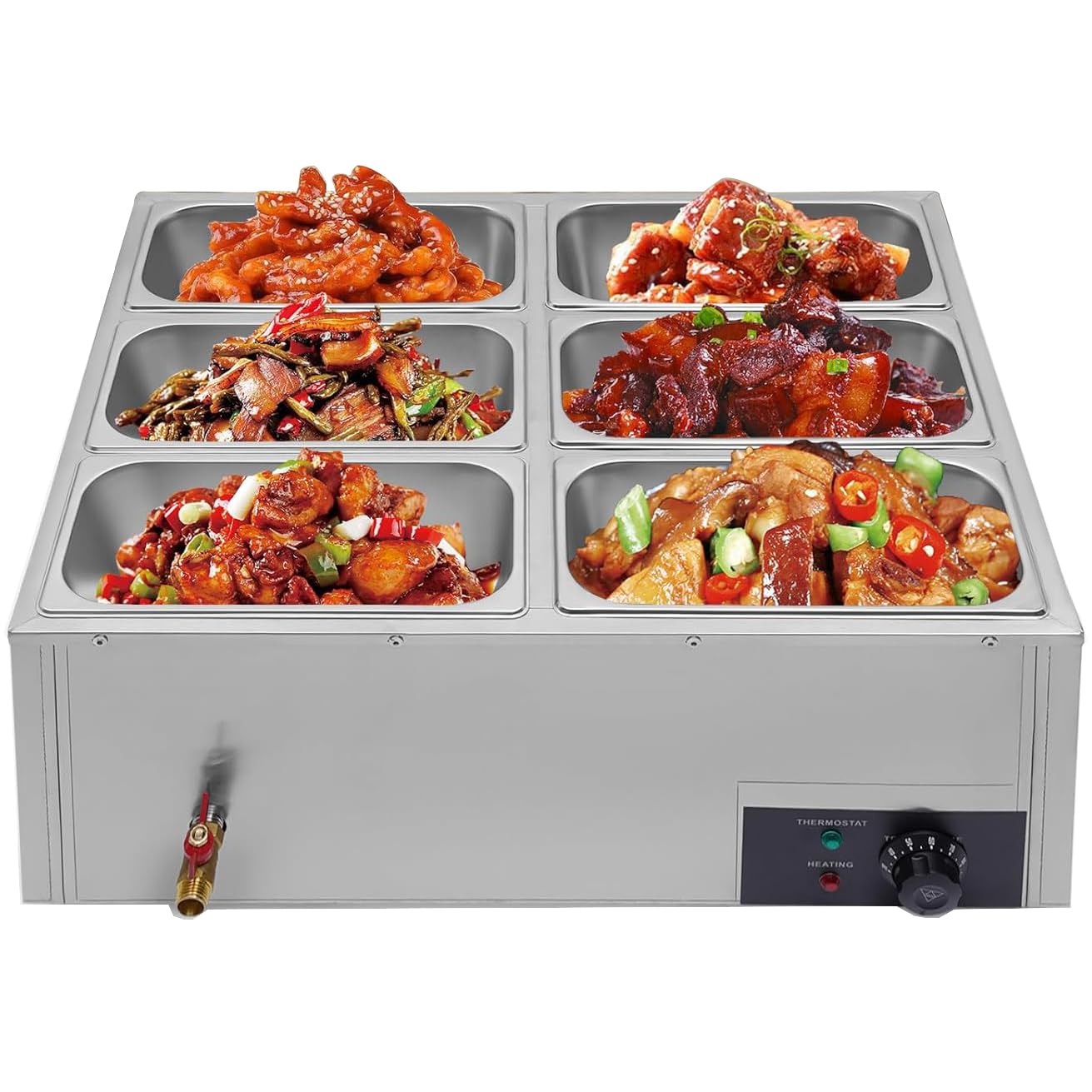 Scaldavivande professionale in acciaio inox, 850 W, con controllo della temperatura e coperchio, per catering, feste e ristoranti