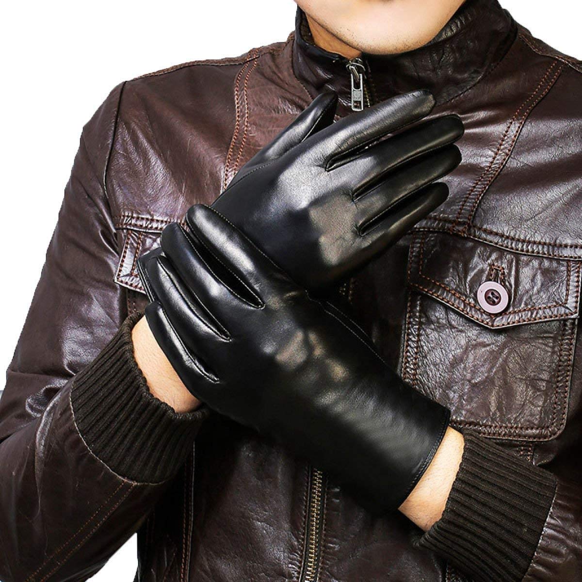 Unisex-Adult Rękawiczki Męskie Zimowe Ciepłe Jazdy Skórzany Ekran Dotykowy Nowoczesne Casual Rękawiczki Outdoor Motocyklowe Moda Unisex/Black/Xl