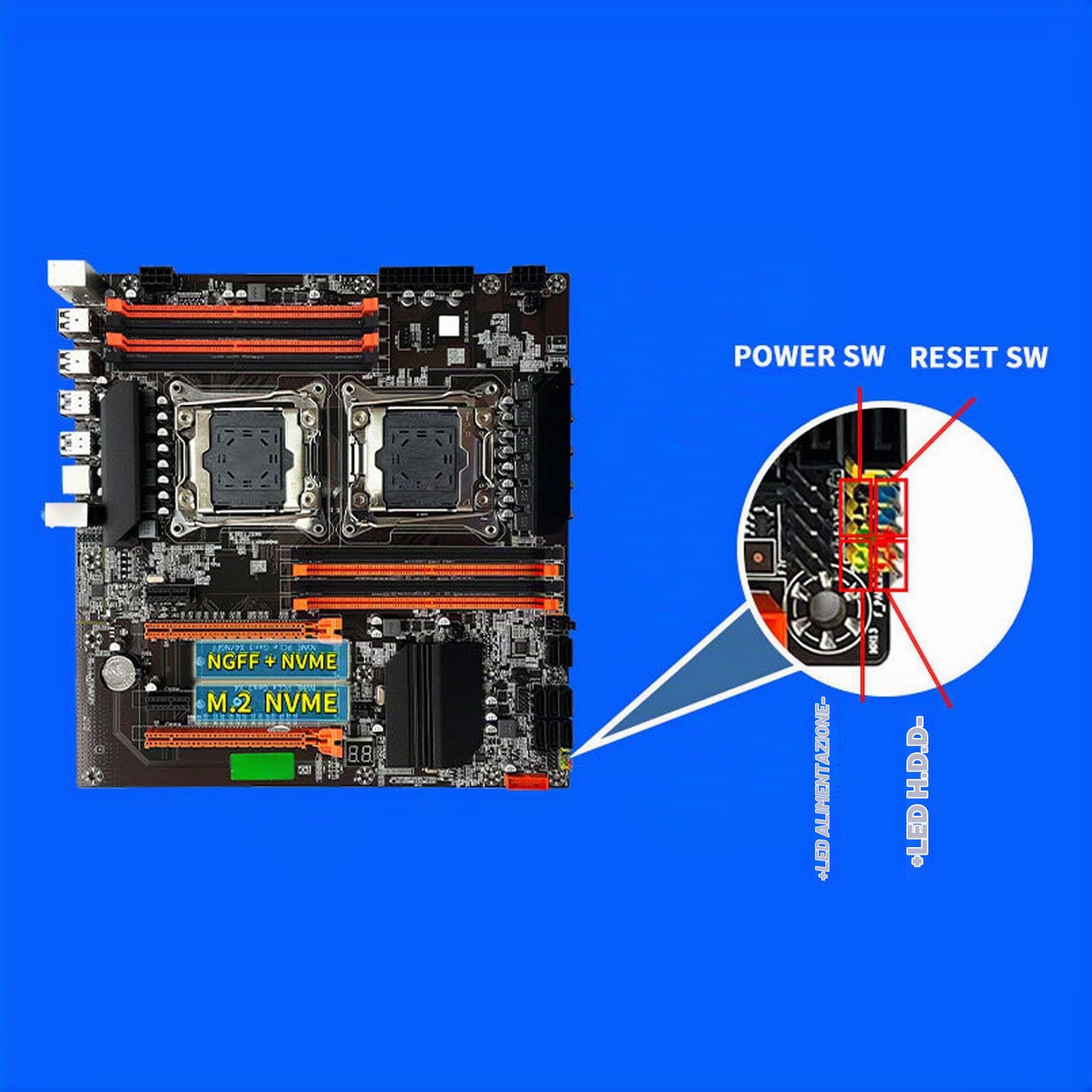 Scheda Madre X99 LGA 2011‑3, Scheda Madre del Computer per Scheda Madre del Server di Gioco per PC, 4 X USB 3.0, 4 X USB 2.0, 8 X DDR3 DIMM, CPU per E5 2673V3, 2666V3, 2678V3
