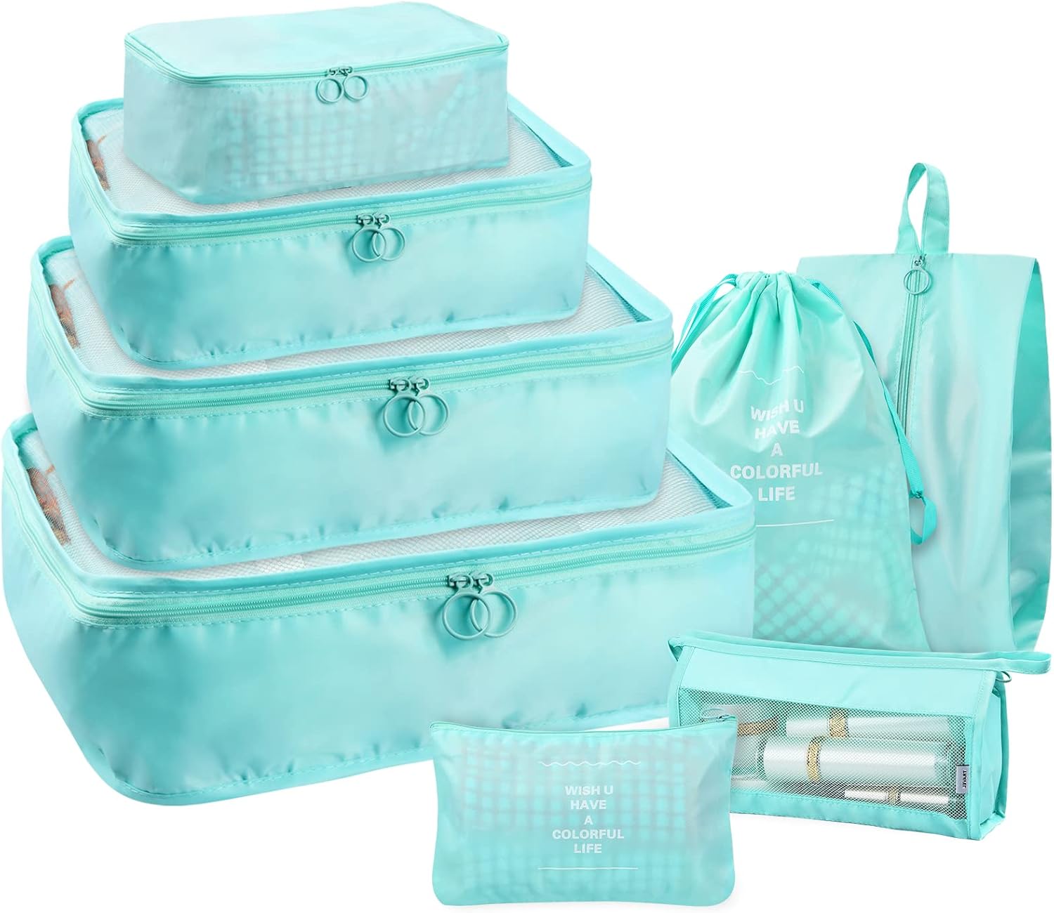 Cozlly Packing Cubes Suitcases 8Pcs Travel Cubes Set Luggage Organiser