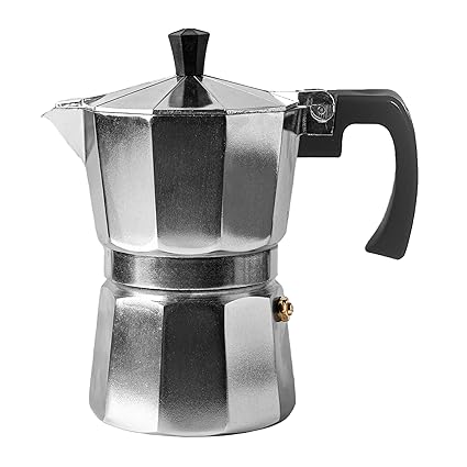 Sipologie Roma Moka Pot Espresso Maker, 180ml, Classic Italian Brewing for Strong and Flavourful Coffee, Premium Grade Aluminium Stovetop Percolator, Silver