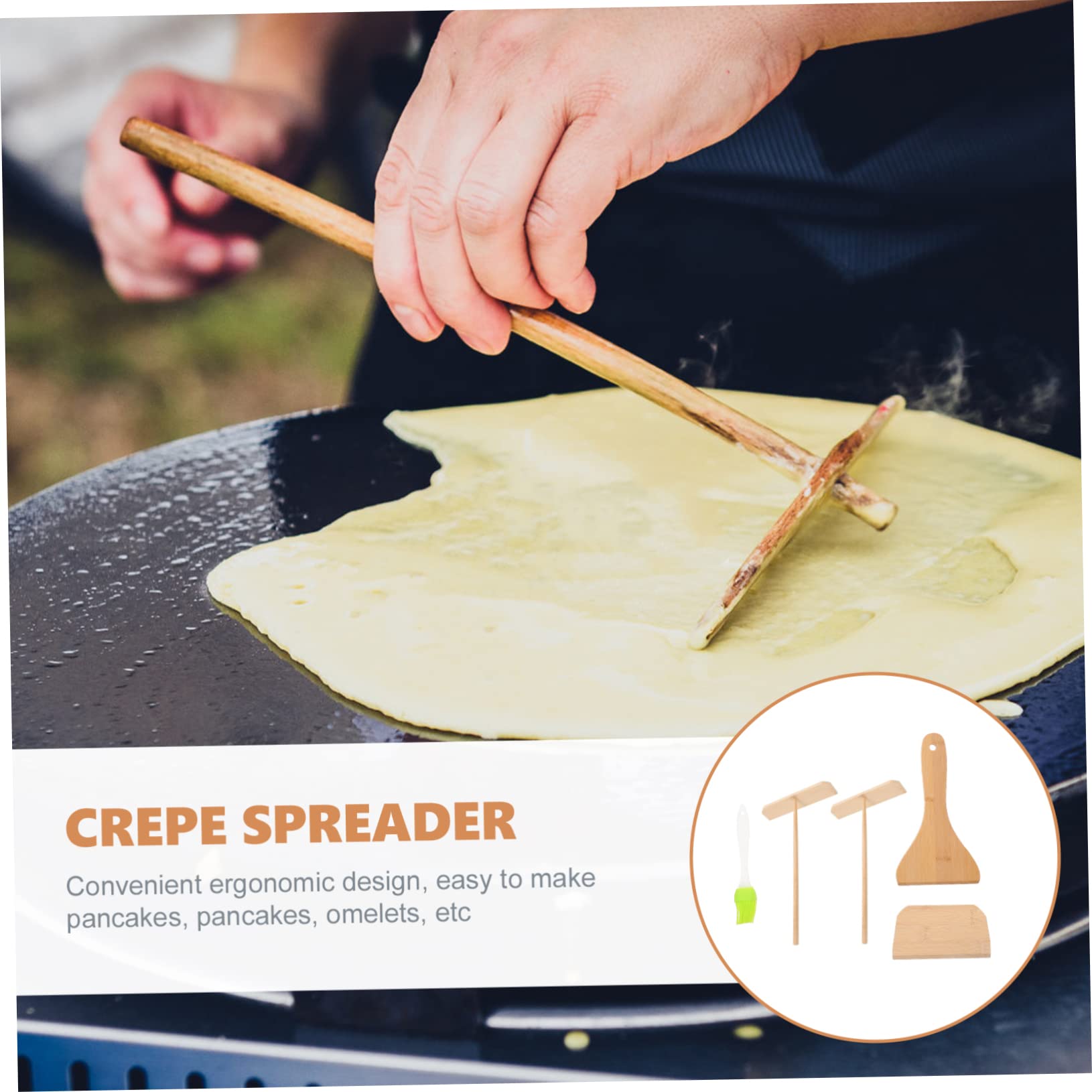 OKUMEYR Set of Household Pancake Spatula Crepe Spreader Flipper for Griddle Cakes Random Color