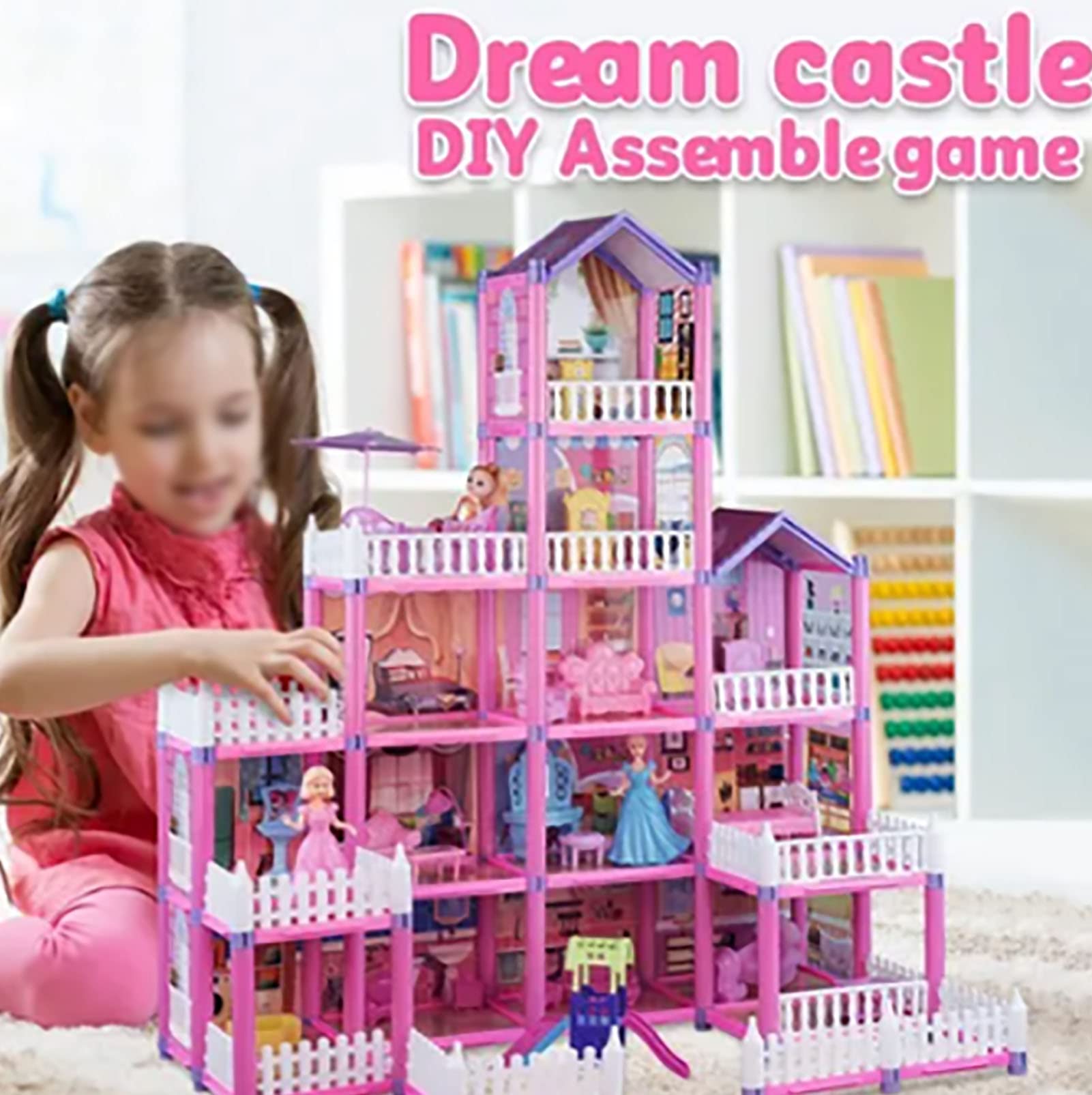 Hidyliu Kit de Construcción de Casa de Muñecas de 278 Piezas para Niñas, Colorido Ensamblaje de Bricolaje con 13 Habitaciones y 5 Pisos, Juego Creativo para el Desarrollo de la Imaginación, Tamaño