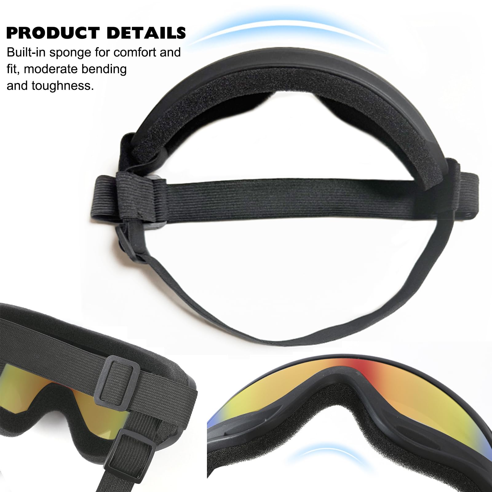 2Stück Hundebrille, Brille Hund UV-Schutz, Winddicht Hunde Brille, Sonnenbrille Hund mit Verstellbare Riemen, Hundesonnenbrille für Mittel Große Hunde, zum Autofahren,Outdoor-Aktivitäten,Farbe