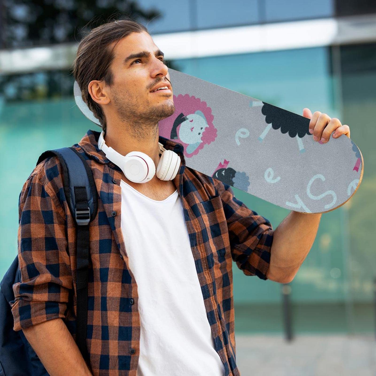 Skateboard-Griptape mit niedlichem Cartoon-Schaf, 2 Stück