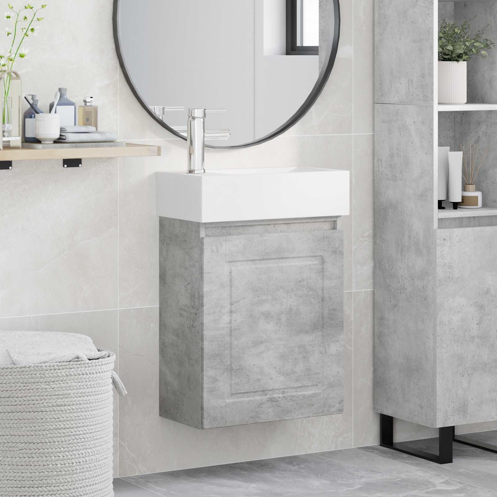 Mobile Bagno Sospeso con Lavabo Ceramica e Miscelatore 45,5 cm