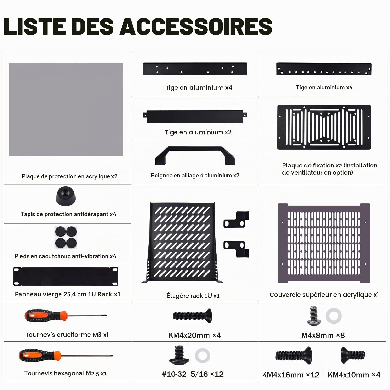 GeeekPi Rack de serveur 4U, rack réseau de 25,4 cm pour serveurs, réseau, équipement A/V, DeskPi RackMate T0 Plus Rack Mount, 260 mm de profondeur (noir, 26 cm de profondeur)