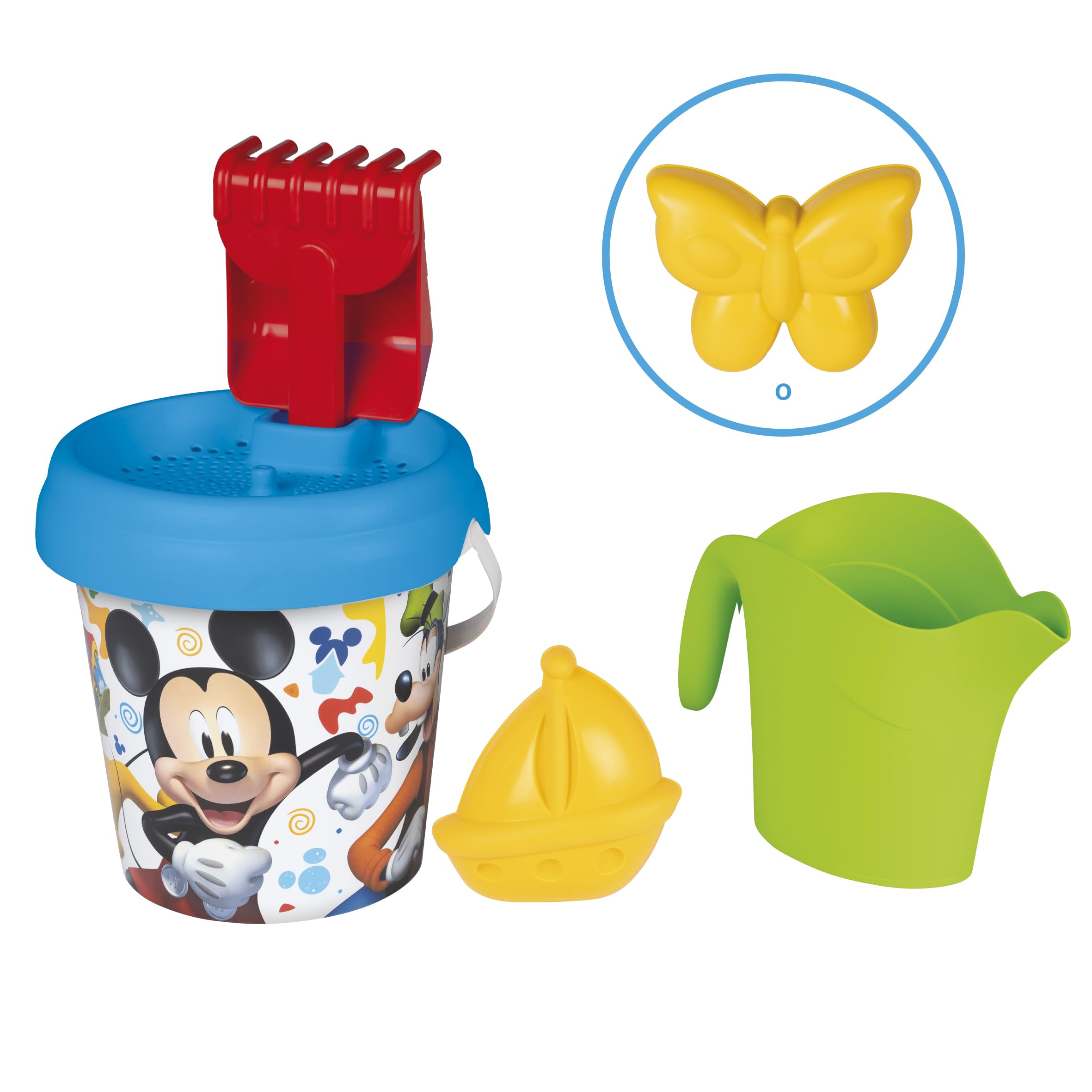 Cubo De Playa Minnie – Set Completo Con Pala, Rastrillo, Tamiz, Regadera Y Molde – Hecho Con Plástico Reciclado (66%)