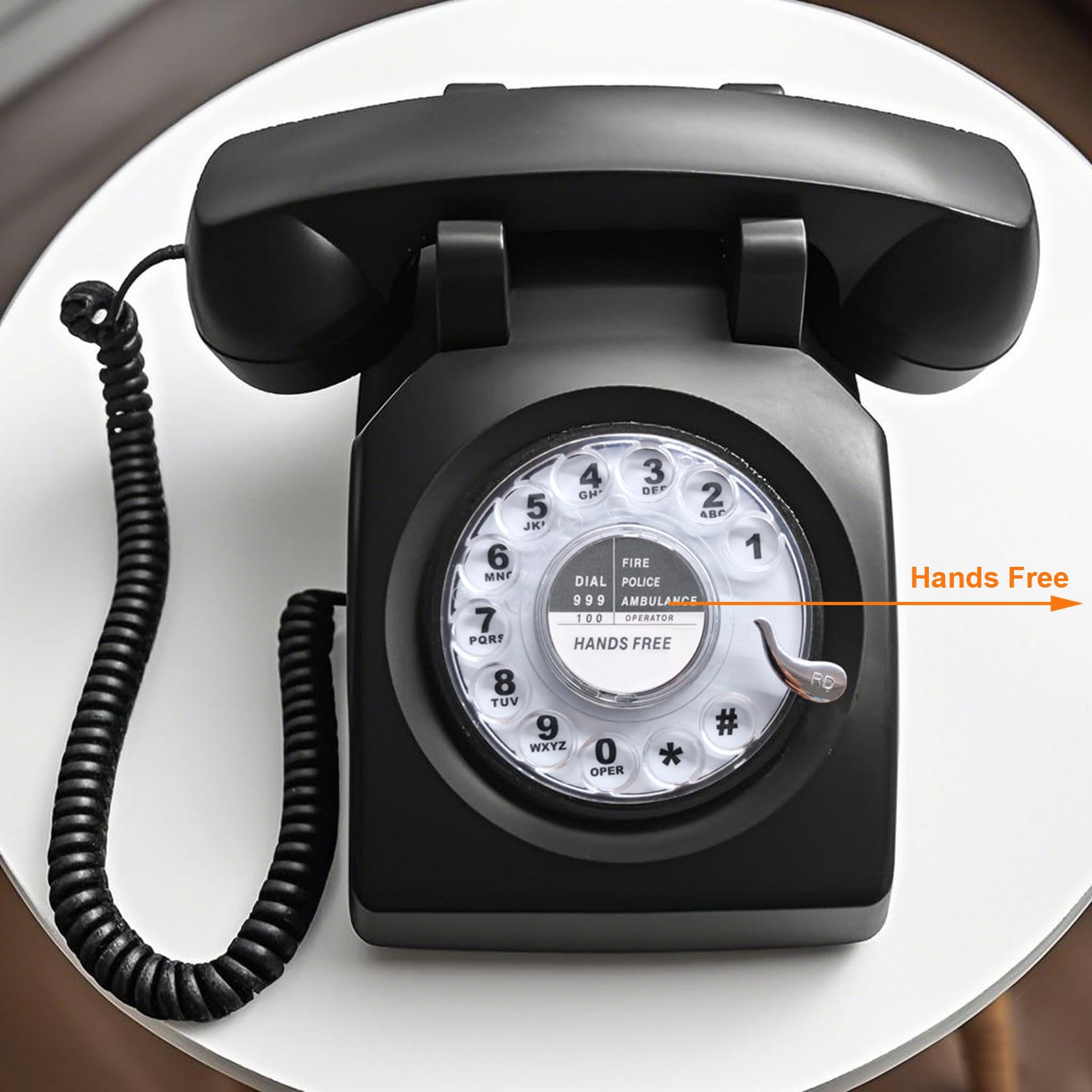 Teléfono de escritorio con cable retro de una sola línea clásico vintage rotativo manos libres teléfono fijo para hogar/oficina/hotel, teléfonos antiguos para adultos regalo (negro)