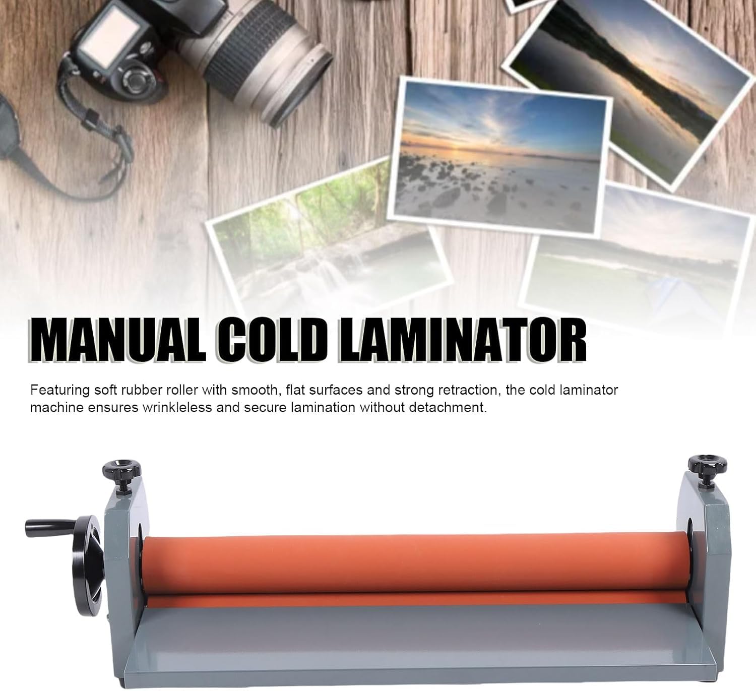 Plastificadora Manual en frío de 65 cm, Robusta y Estable, Ideal para oficinas, escuelas, talleres de Manualidades y fábricas.
