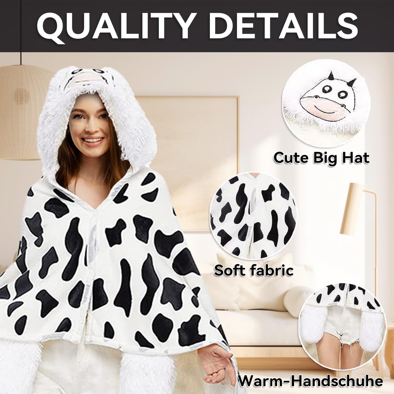Mucca da latte Coperta portatile Coperta da divano Mucca da latte Regalo Coperta soffice per donne bambini per Natale 152 * 132cm