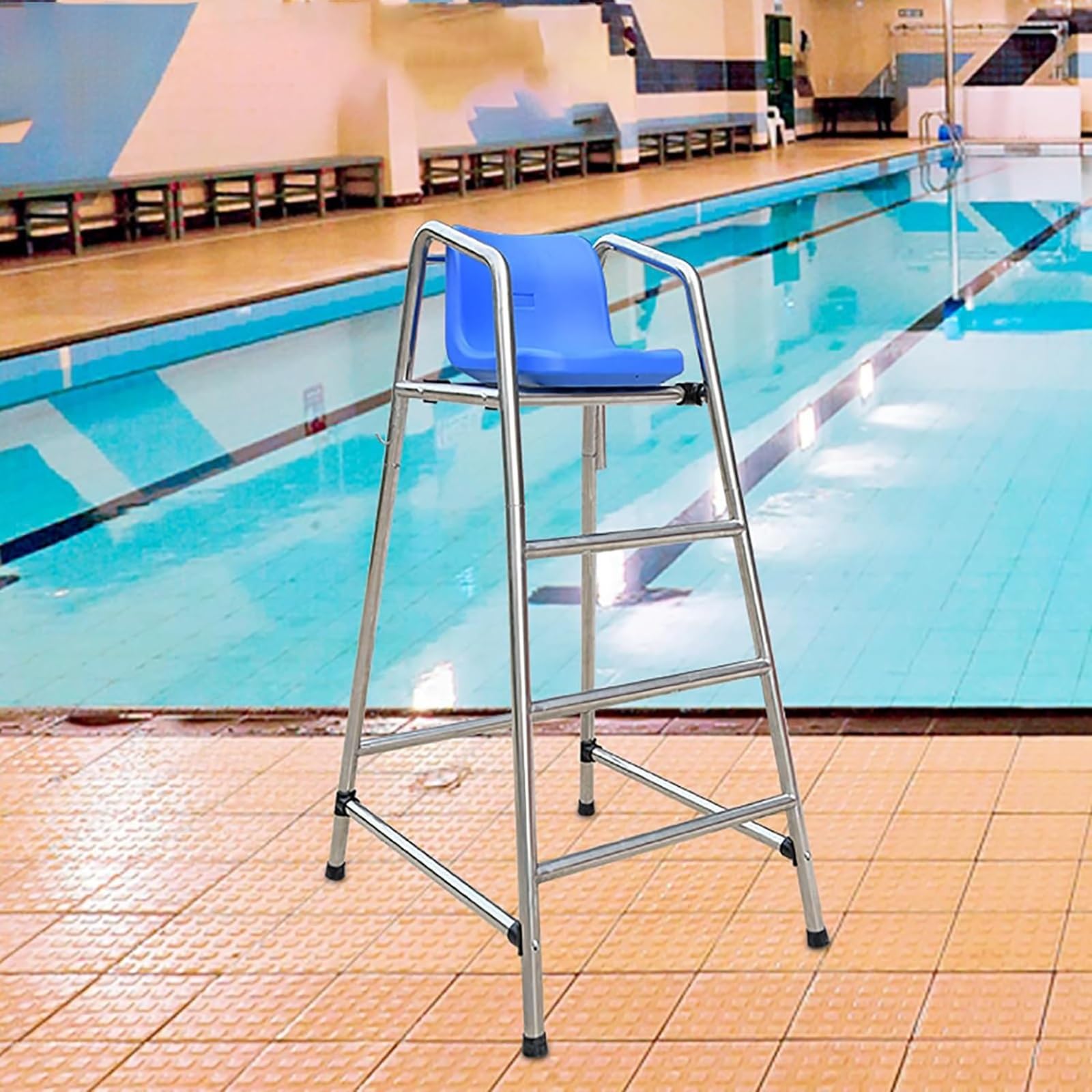 Tall Lifeguard Chair for Pools &amp; Beaches - 2/3/4 Step Observation Ladder Stool - Safety Deck Chair for Lifeguards, Lake, Competition - Height 150cm/59in